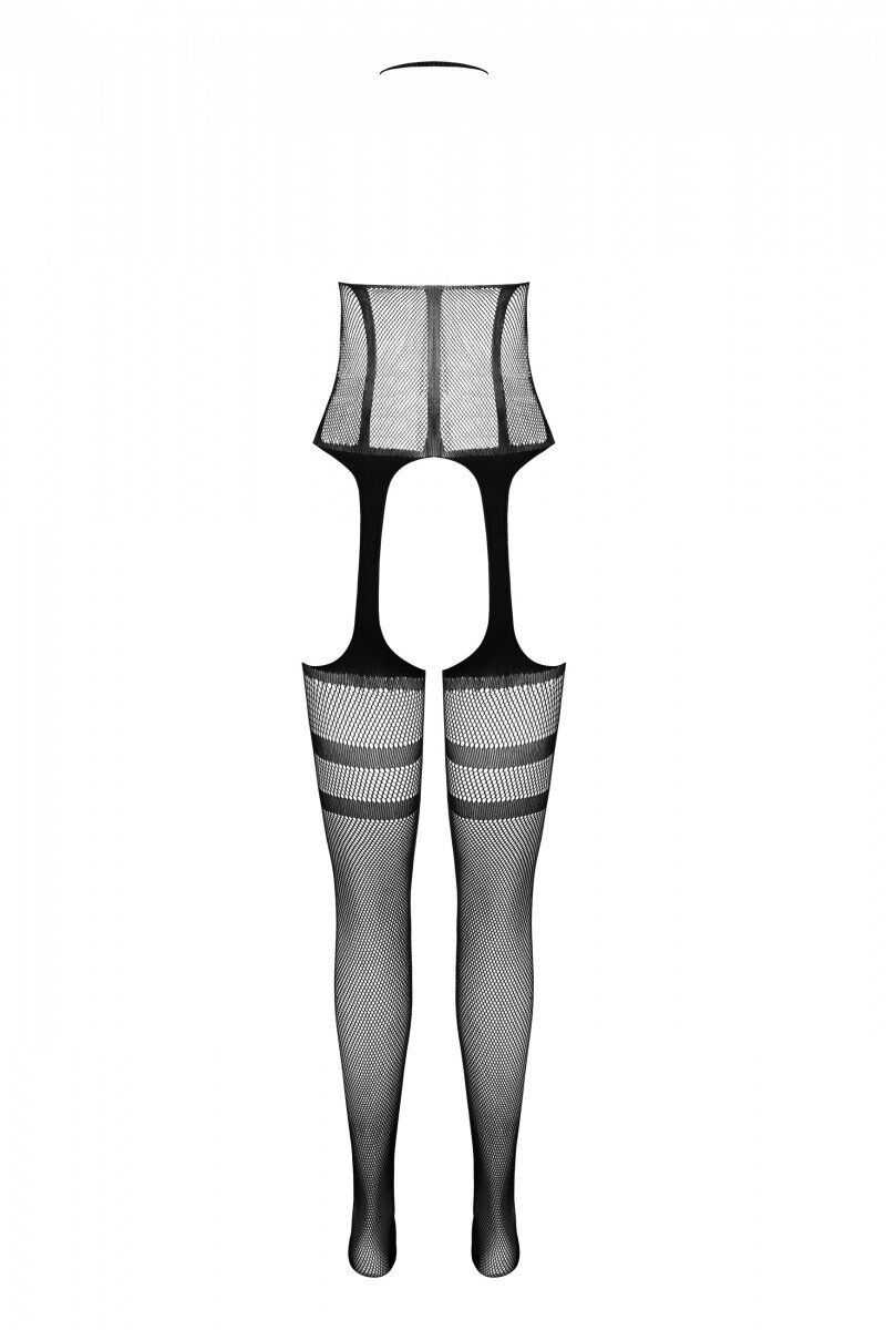 Сітчастий тілесний бодістокінг з коротким топом та підв'язками Casmir CA008
