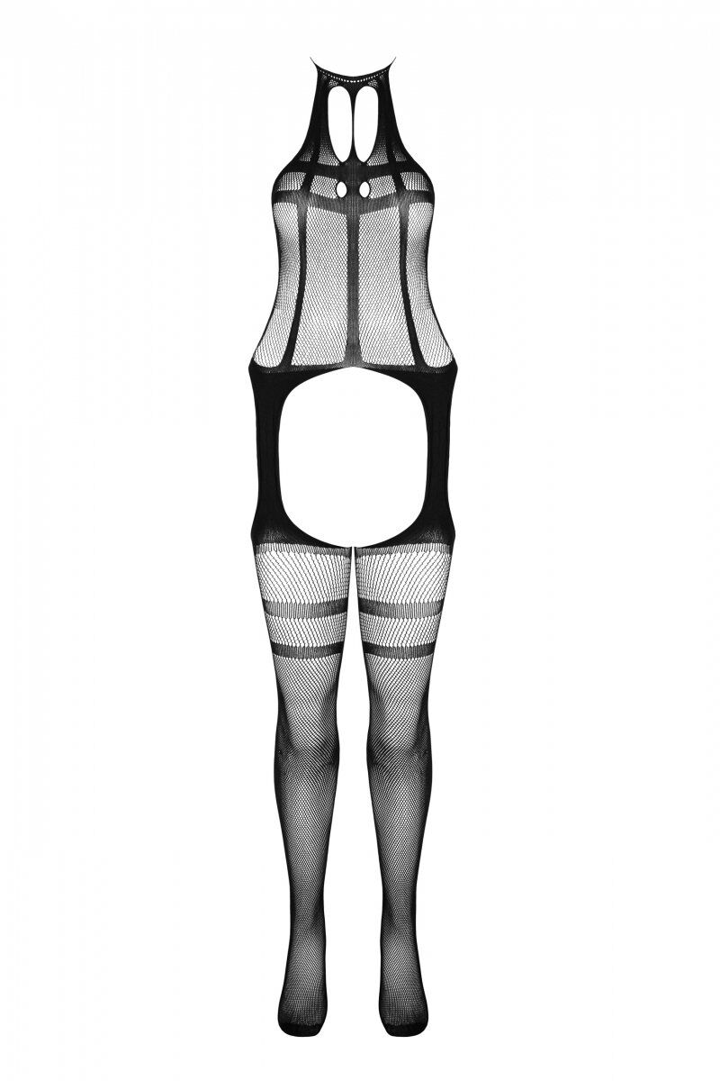 Сітчастий чорний бодістокінг з коротким топом та підв'язками Casmir CA008