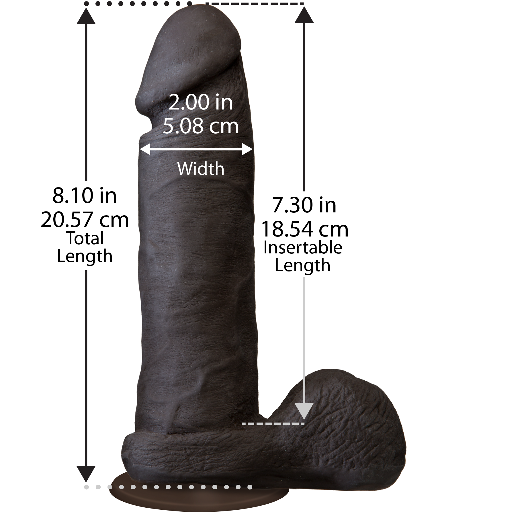 Фалоімітатор Doc Johnson The Realistic Cock 8 inch Black - ULTRASKYN, Vack-U-Lock, діаметр 5,1 см
