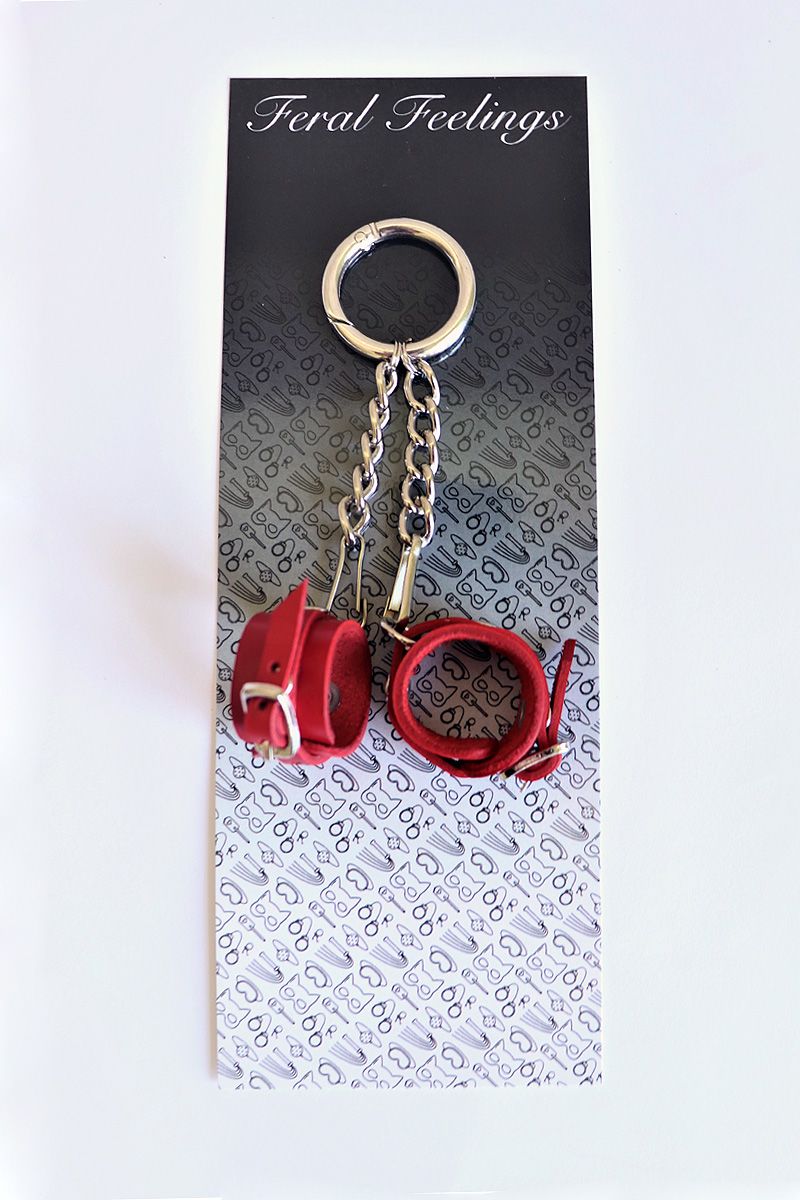 Брелок Наручники з пряжкою, червоний