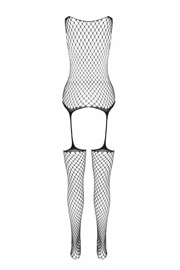 Сітчастий чорний бодістокінг, який імітує боді з панчохами на підв'язках Casmir CA003