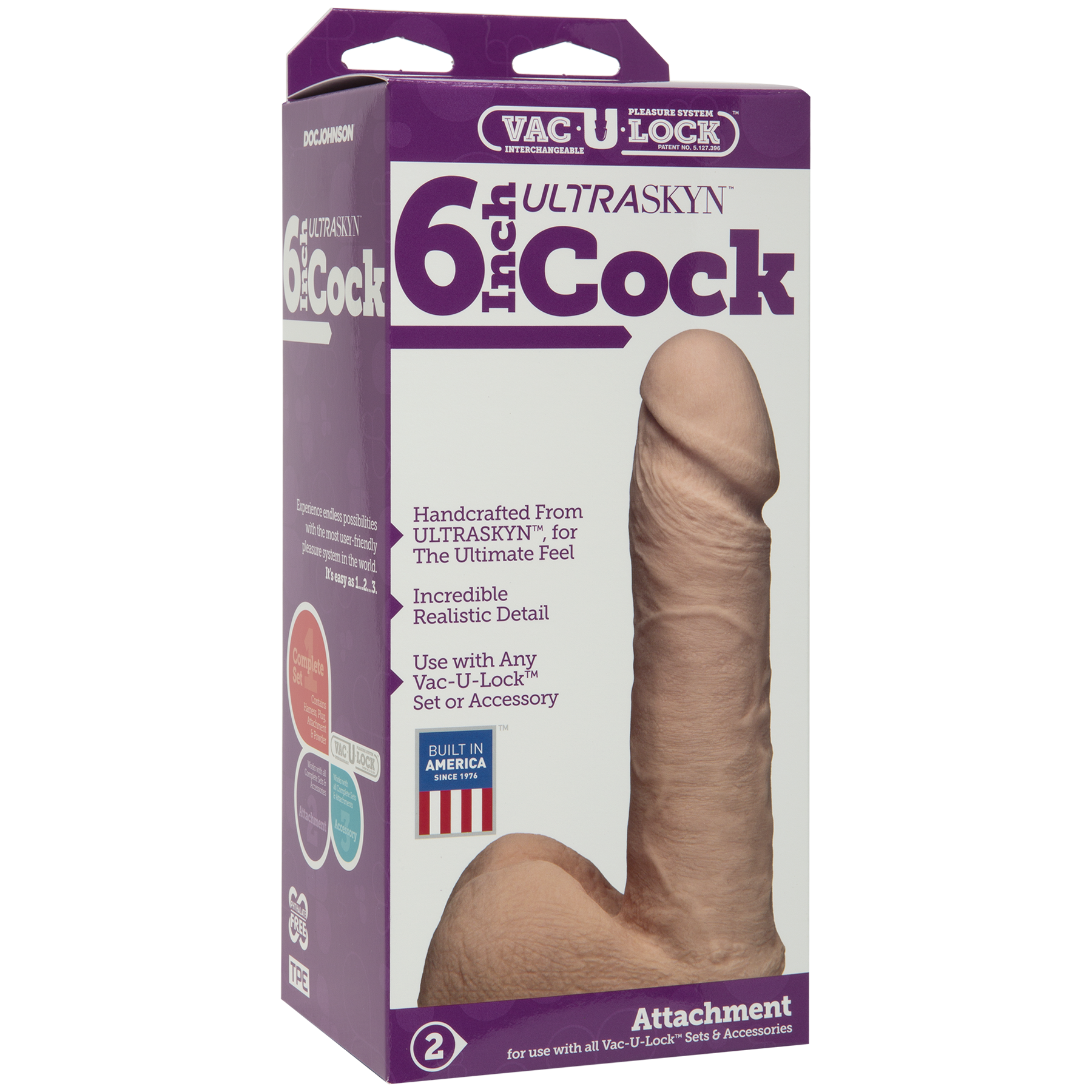Фалоімітатор Doc Johnson Vac-U-Lock - 6 Inch ULTRASKYN Cock White, діаметр 4,3 см