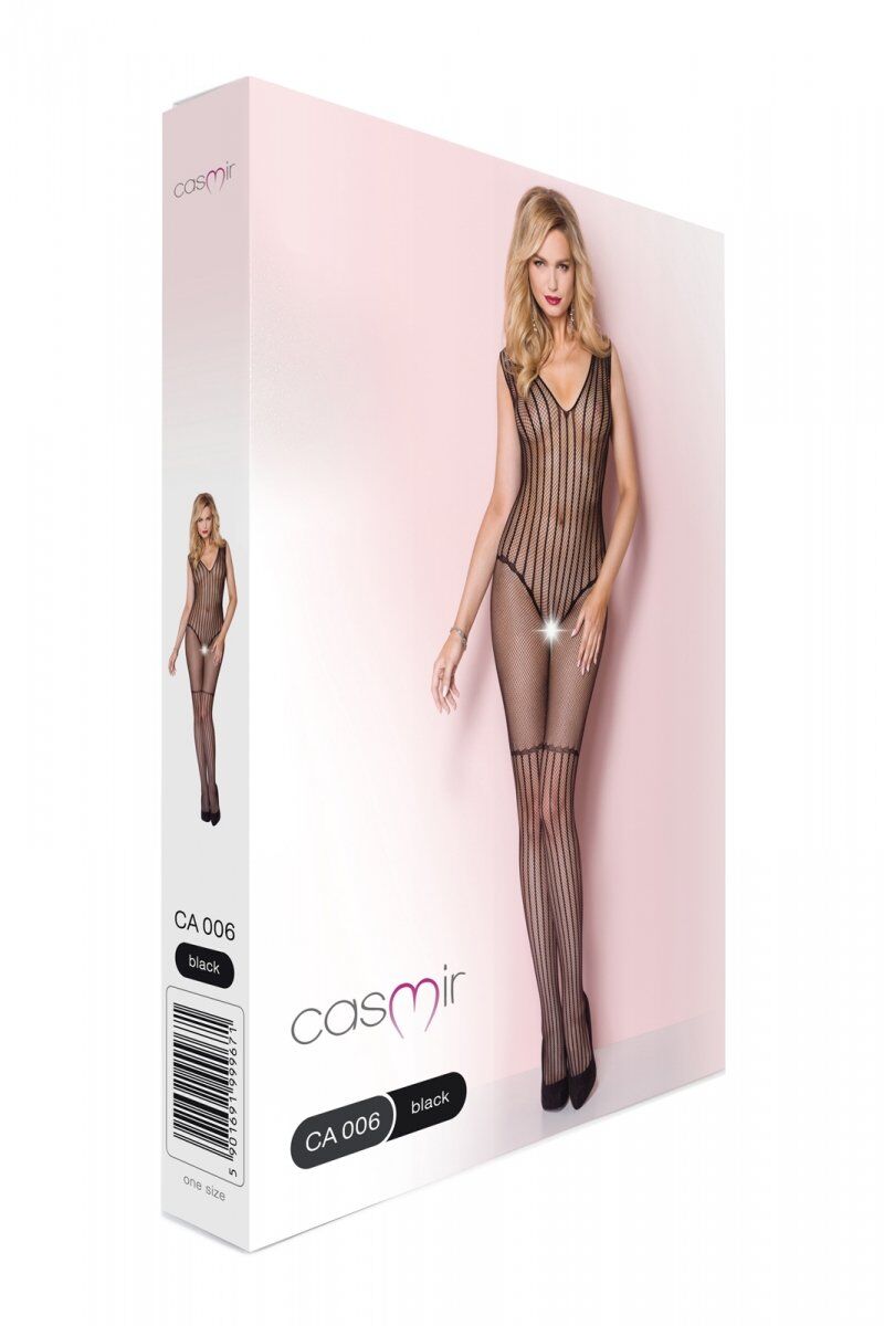 Сітчастий чорний бодістокінг з малюнком боді та гетр Casmir CA006