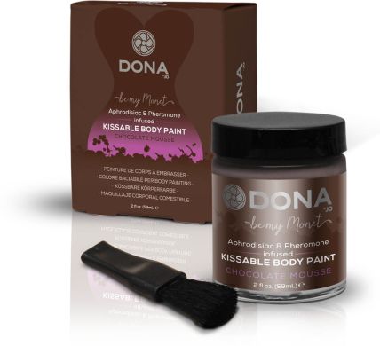 Краска для тела Dona Kissable Body Paint - CHOCOLATE MOUSSE с феромонами и афродизиаками, кисточка