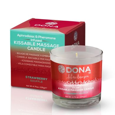 Массажная свеча DONA Kissable Massage Candle Strawberry Souffle (125 мл) с афродизиаками феромонами