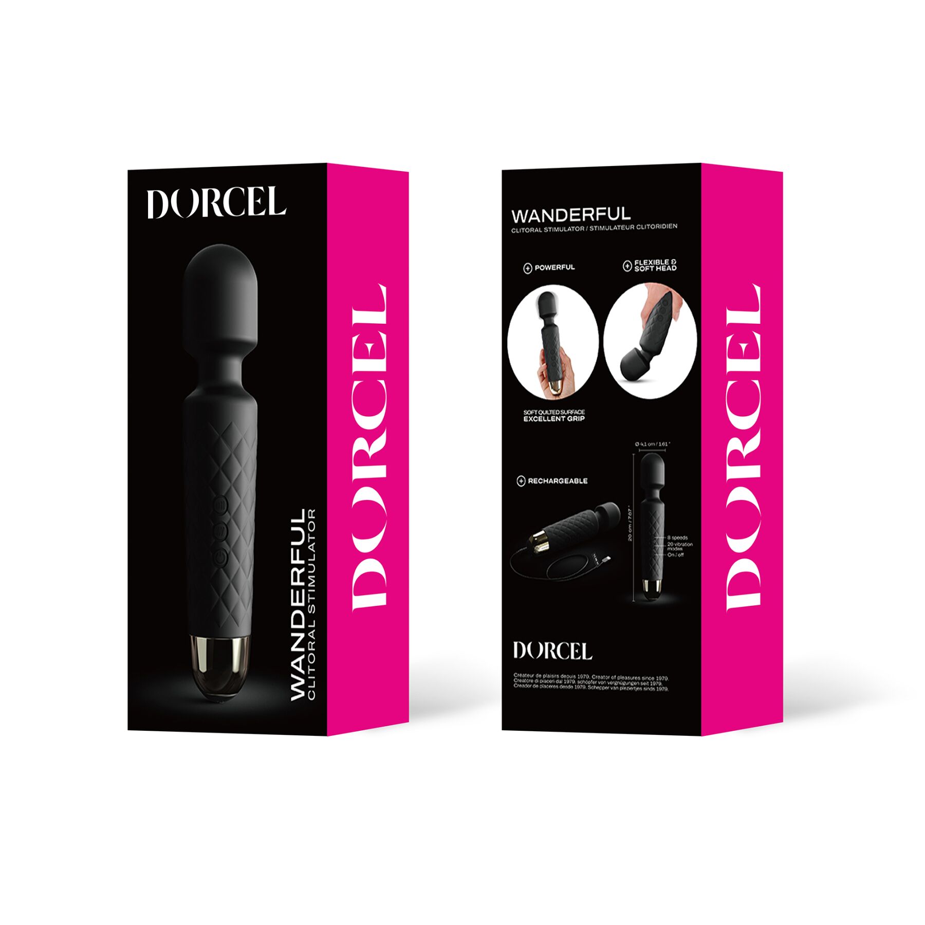 Мінівібромасажер Dorcel Wand Wanderful Black потужний, водонепроникний, 18 режимів роботи