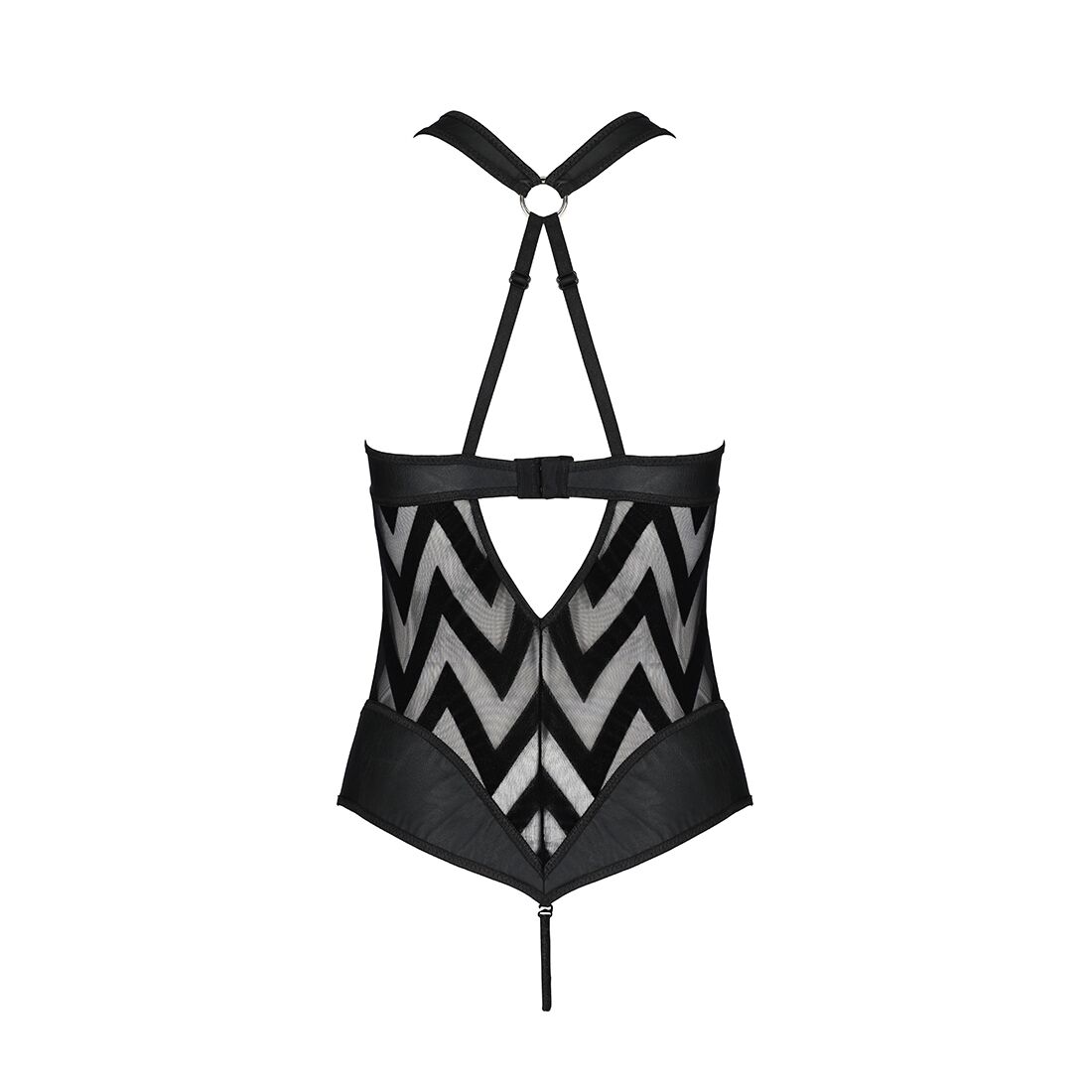 Сітчастий боді з халтером та ритмічним малюнком Passion Hima Body S/M, black