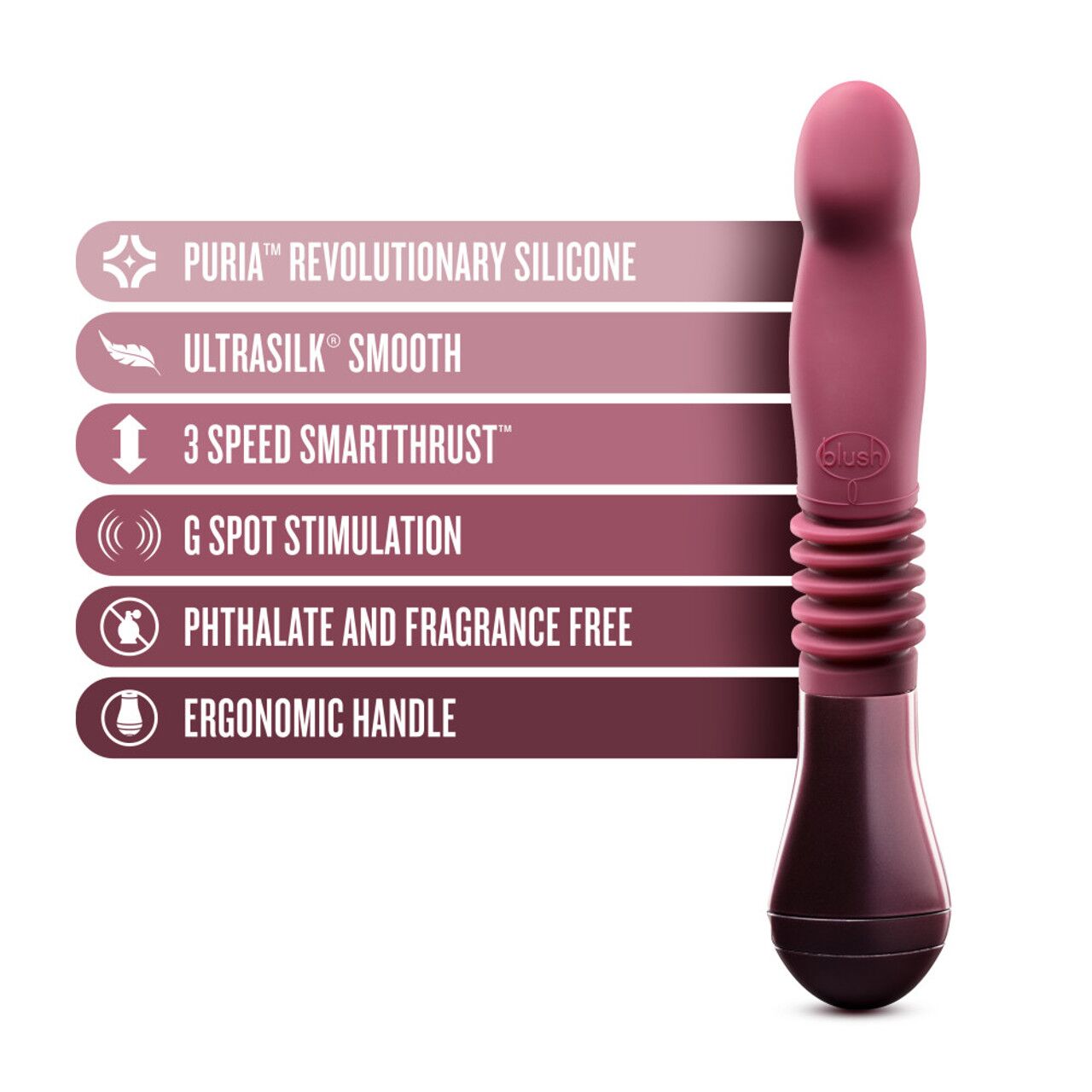 Пульсатор для точки G Blush Temptasia – Trixie Thrusting Dildo – Wine Red, 3 швидкості