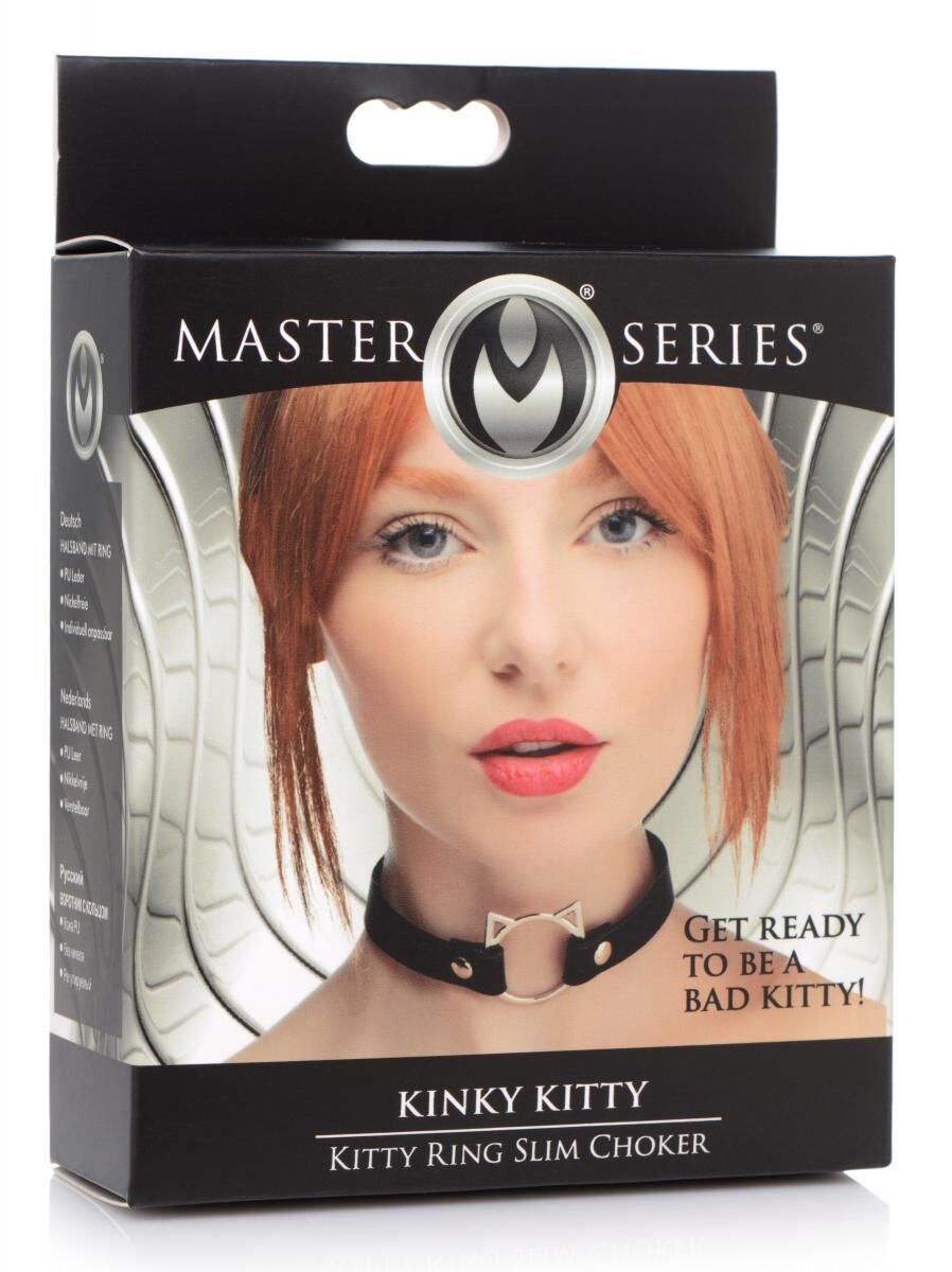 Чокер Master Series Kinky Kitty Ring Slim Choker - Black