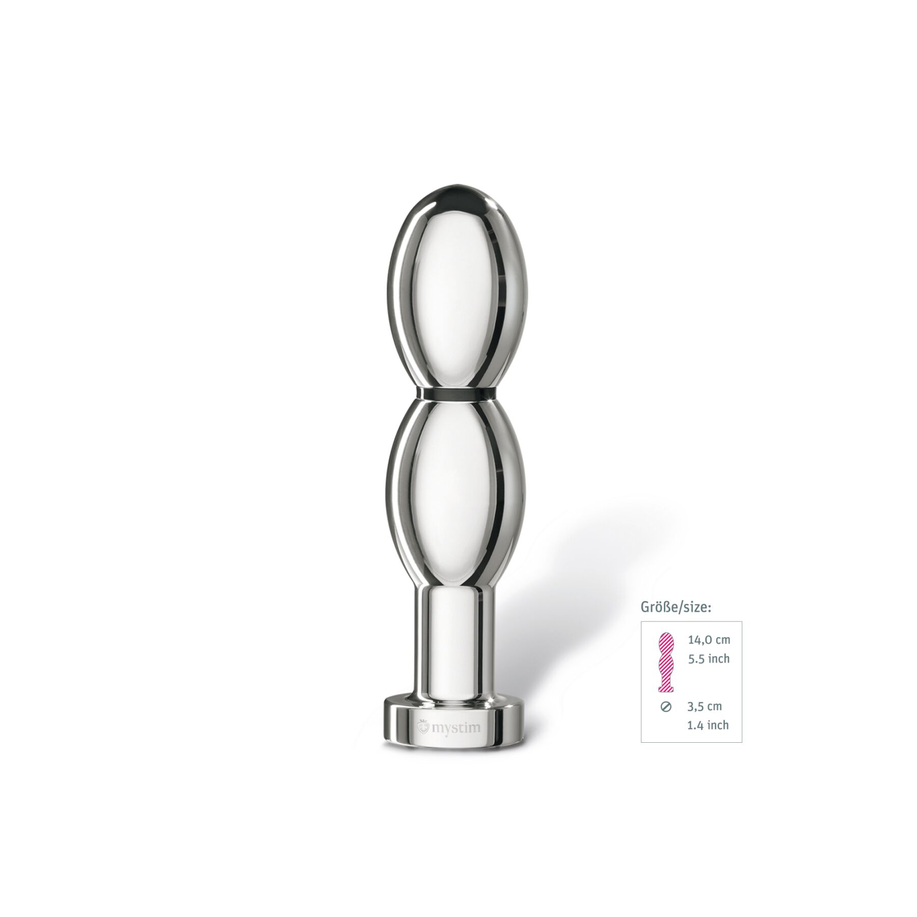 Металеве ділдо 2-в-1 Mystim O(h!)-thello для електростимулятора, діаметр 3,5 см, анальна пробка