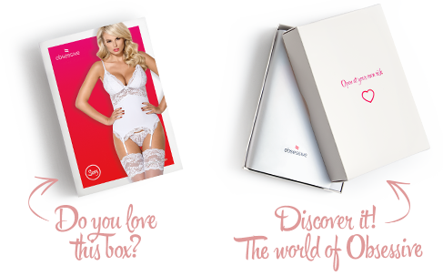 Сатиновий мереживний корсет Obsessive 810-COR-2 babydoll & thong L/XL, білий, корсет, танга