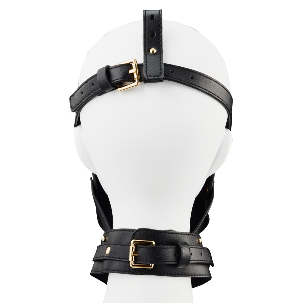 Маска-збруя для мінету з повідцем LOCKINK SEVANDA Blowjob Head Muzzle with Leash, чорна