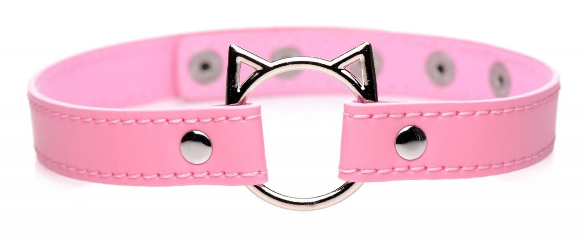 Чокер Master Series Kinky Kitty Ring Slim Choker - Pink