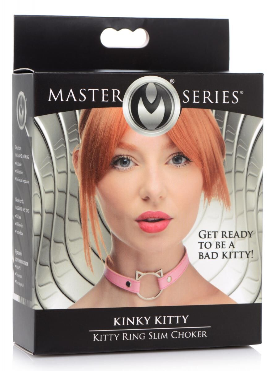 Чокер Master Series Kinky Kitty Ring Slim Choker - Pink