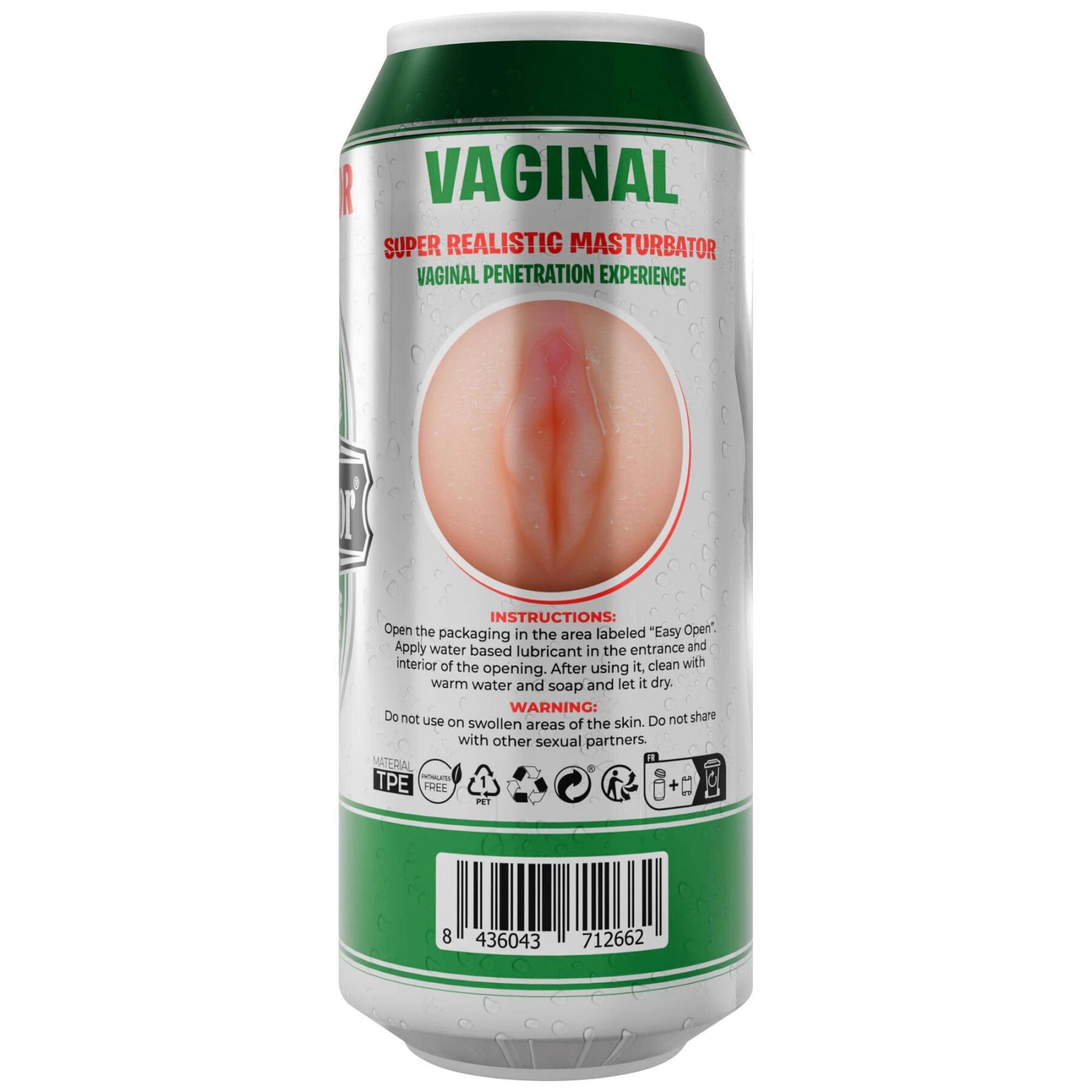 Мастурбатор-вагіна Alive Heineken Vagina II у вигляді банки пива, реалістичний