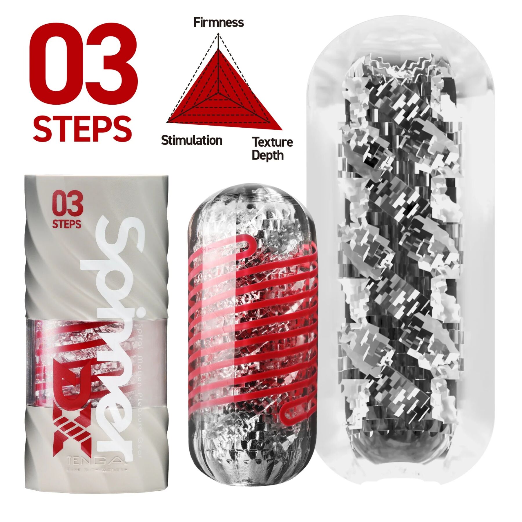 Мастурбатор Tenga Spinner DX 03 Steps, з пружною стимулювальною спіраллю всередині, потужний вплив