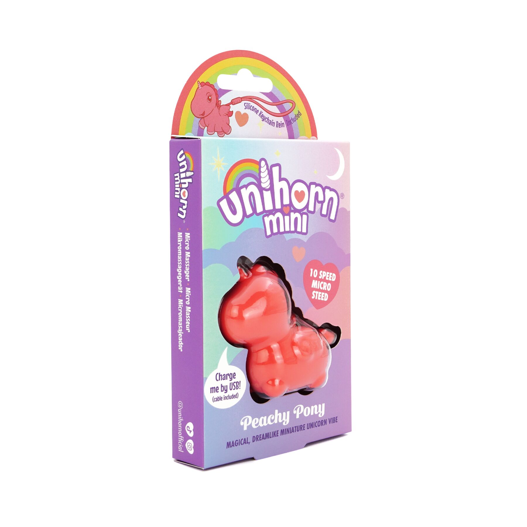 Вібратор-мінієдиноріжка Unihorn Mini – Peachy Pony, брелок з вібрацією, 10 режимів