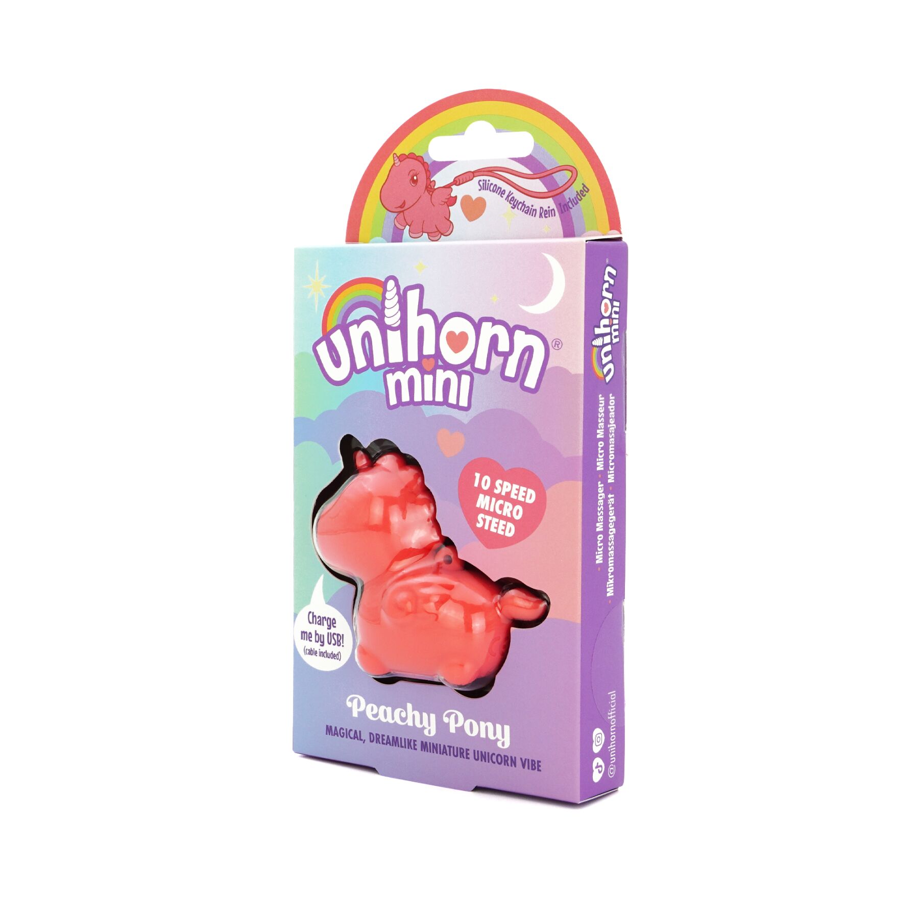 Вібратор-мінієдиноріжка Unihorn Mini – Peachy Pony, брелок з вібрацією, 10 режимів