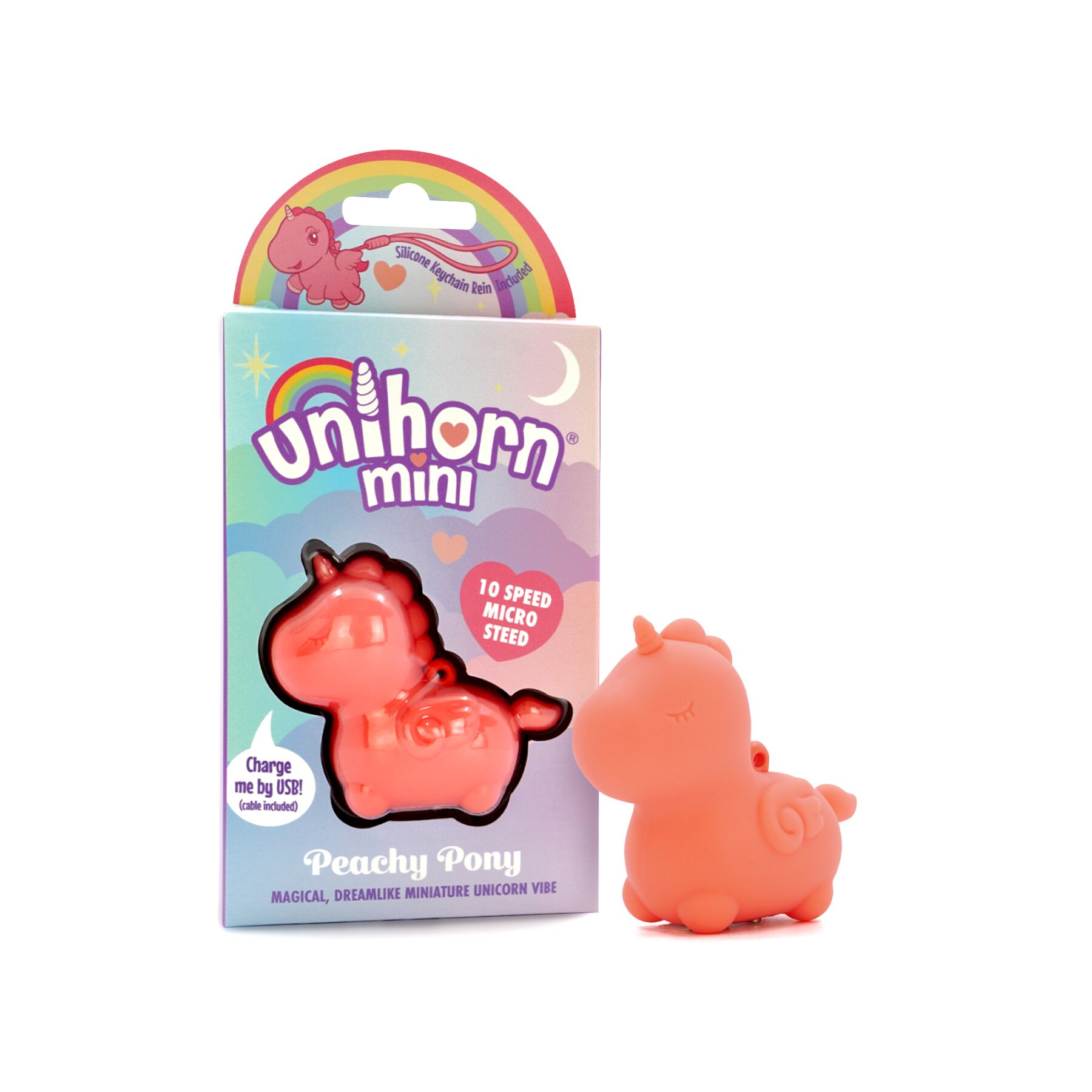 Вібратор-мінієдиноріжка Unihorn Mini – Peachy Pony, брелок з вібрацією, 10 режимів