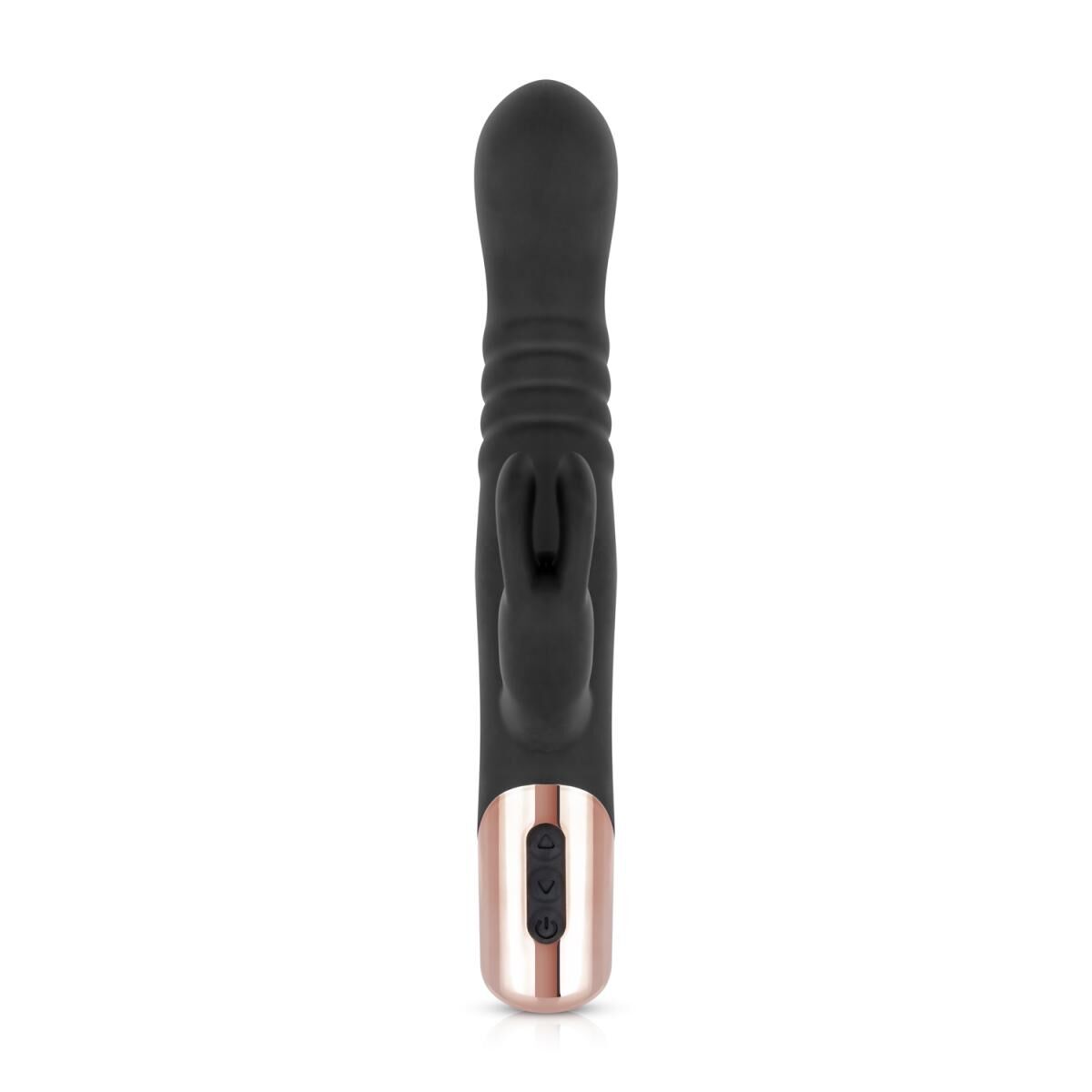 Вібратор-кролик Rosy Gold - Rabbit Vibrator with thrusting function - Black