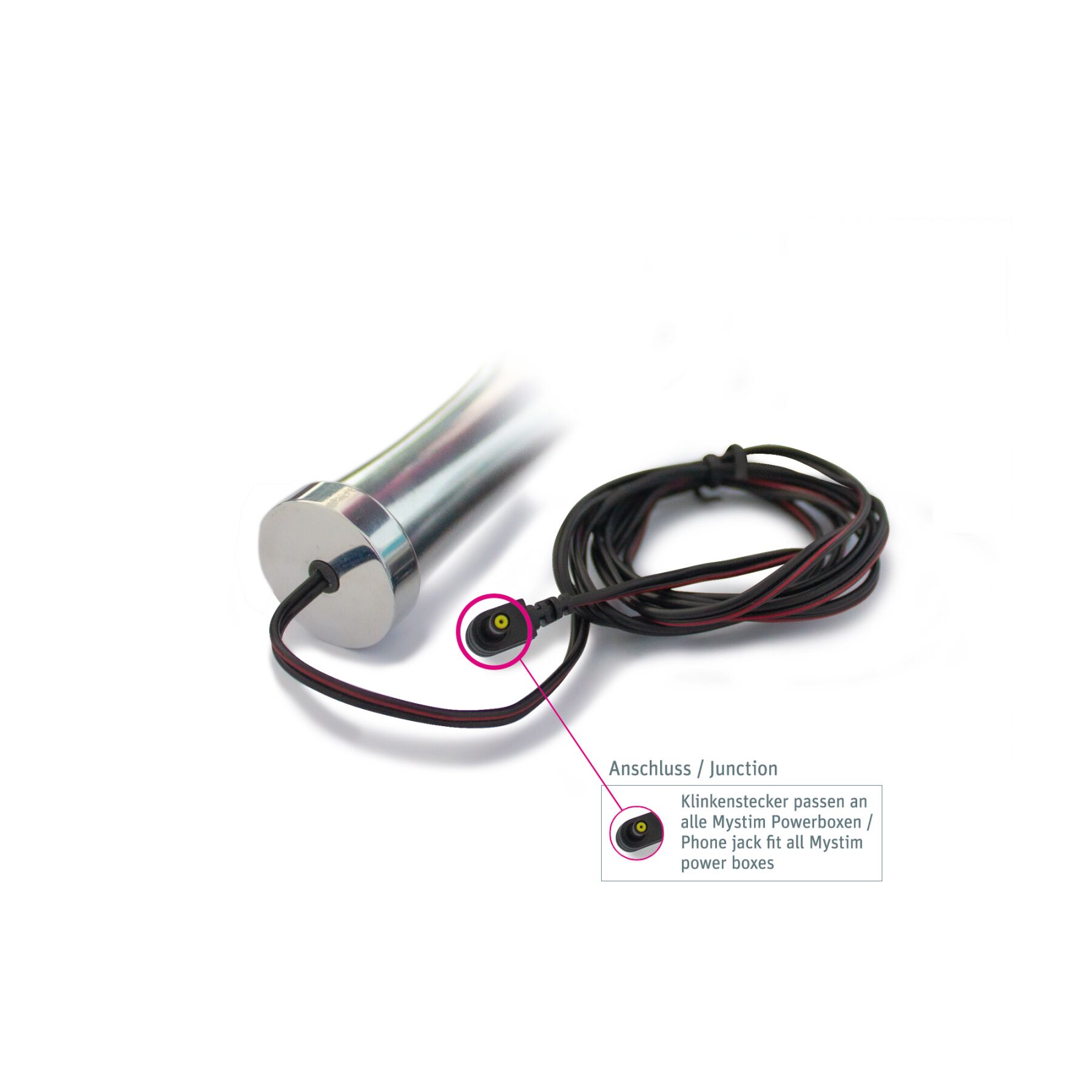 Металеве ділдо Mystim Double Dan для електростимулятора, діаметр 2,5 см