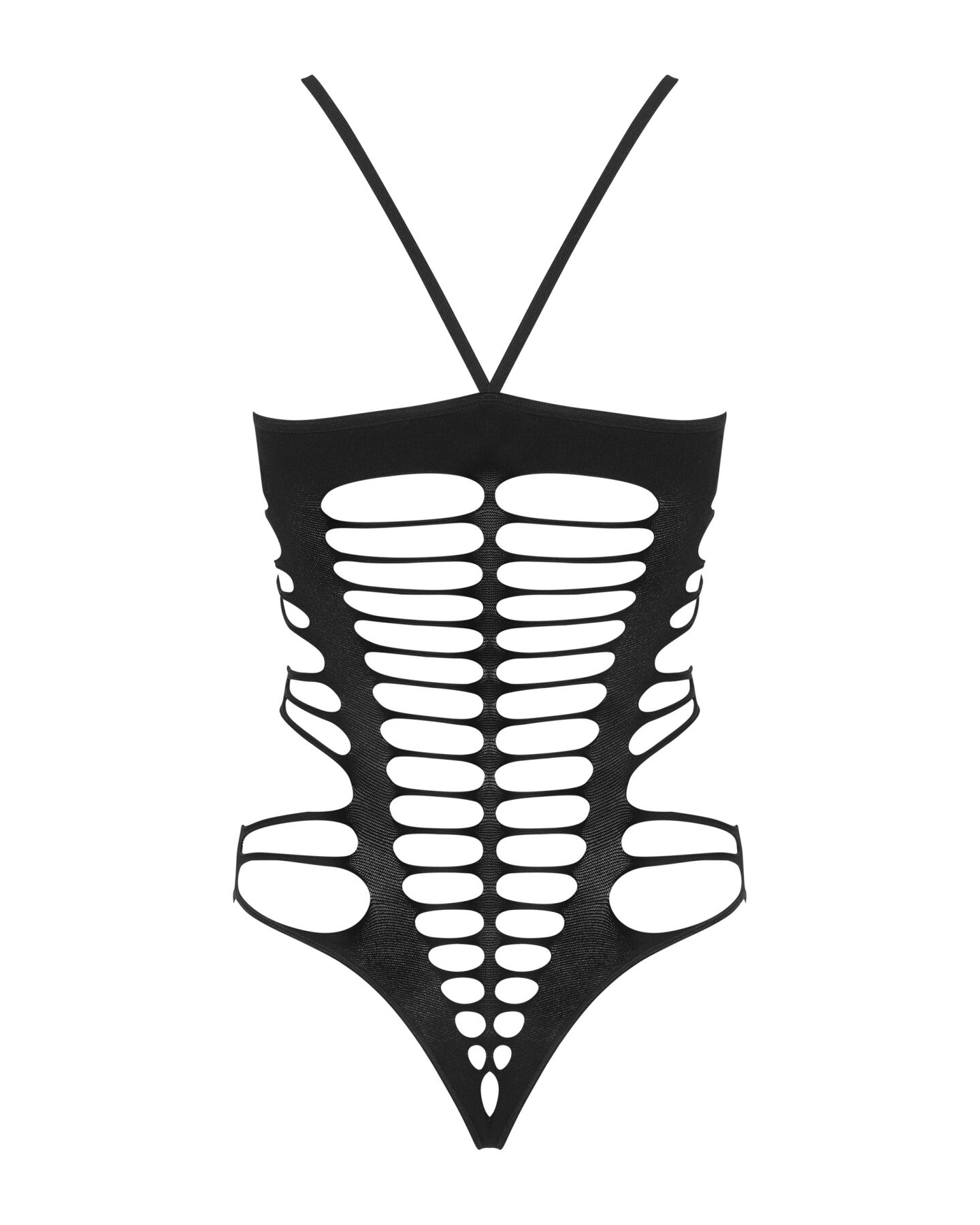 Бодістокінг із поперечними вирізами Obsessive B122 teddy S/M/L, чорний