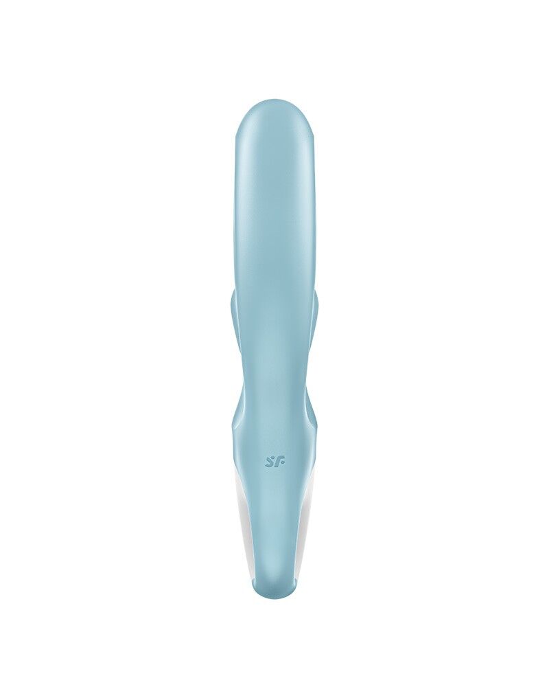 Вібратор-кролик Satisfyer Love Me Blue, гнучкий, відросток з потрійним кінчиком