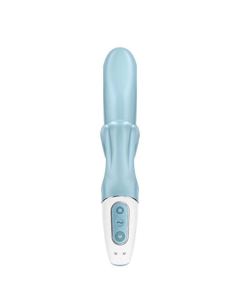 Вібратор-кролик Satisfyer Love Me Blue, гнучкий, відросток з потрійним кінчиком