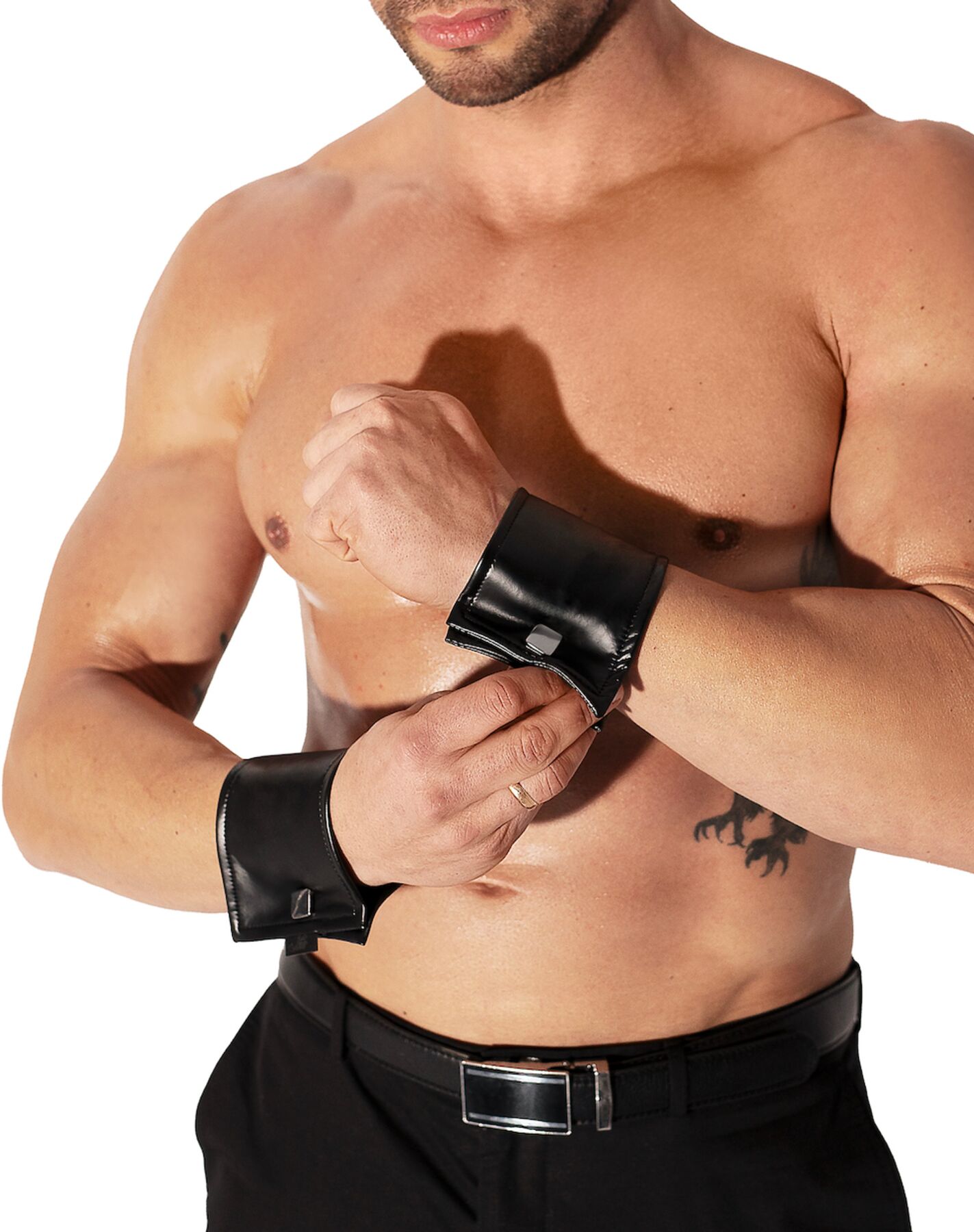 Чоловічі браслети з потайним гаманцем Noir Handmade H075, пара, під латекс, потайна блискавка