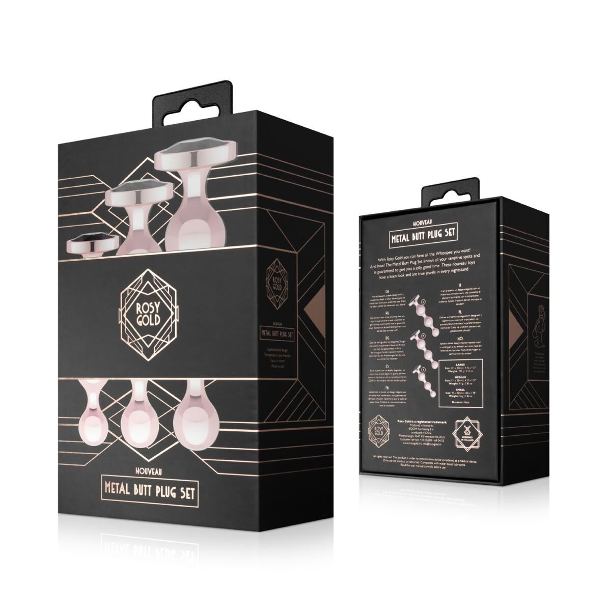 Набір анальних іграшок Rosy Gold - Metal Butt Plug Set 3 Pieces