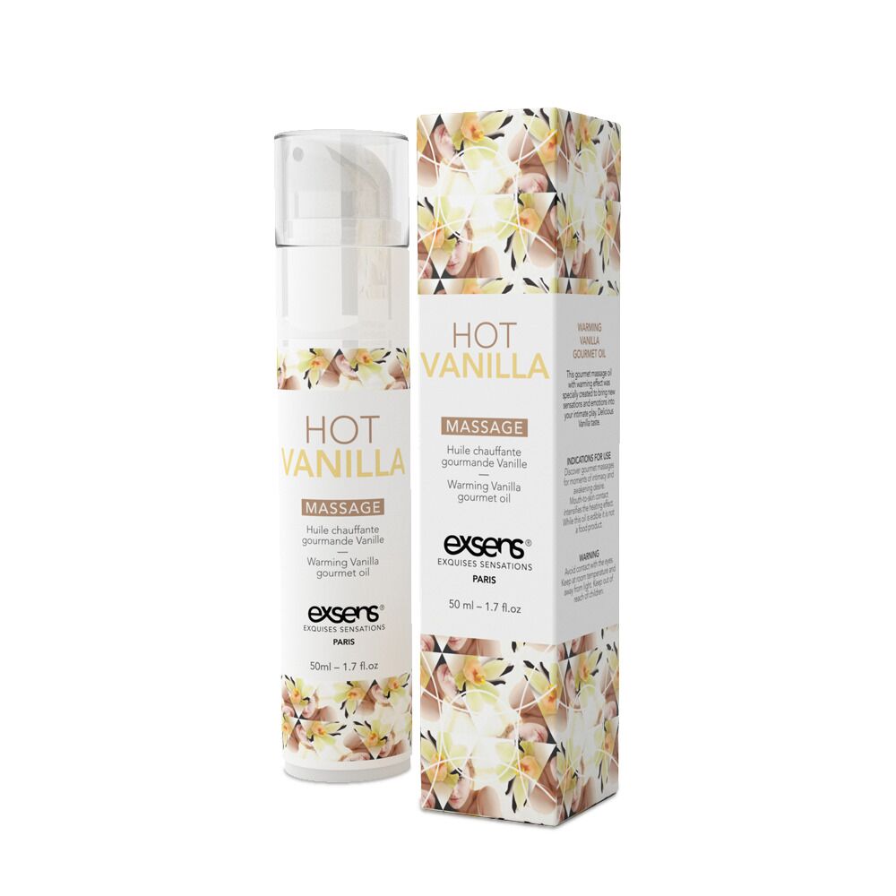 Масажна олія EXSENS Hot Vanilla 50мл розігрівальна, без цукру, без парабенів, їстівна