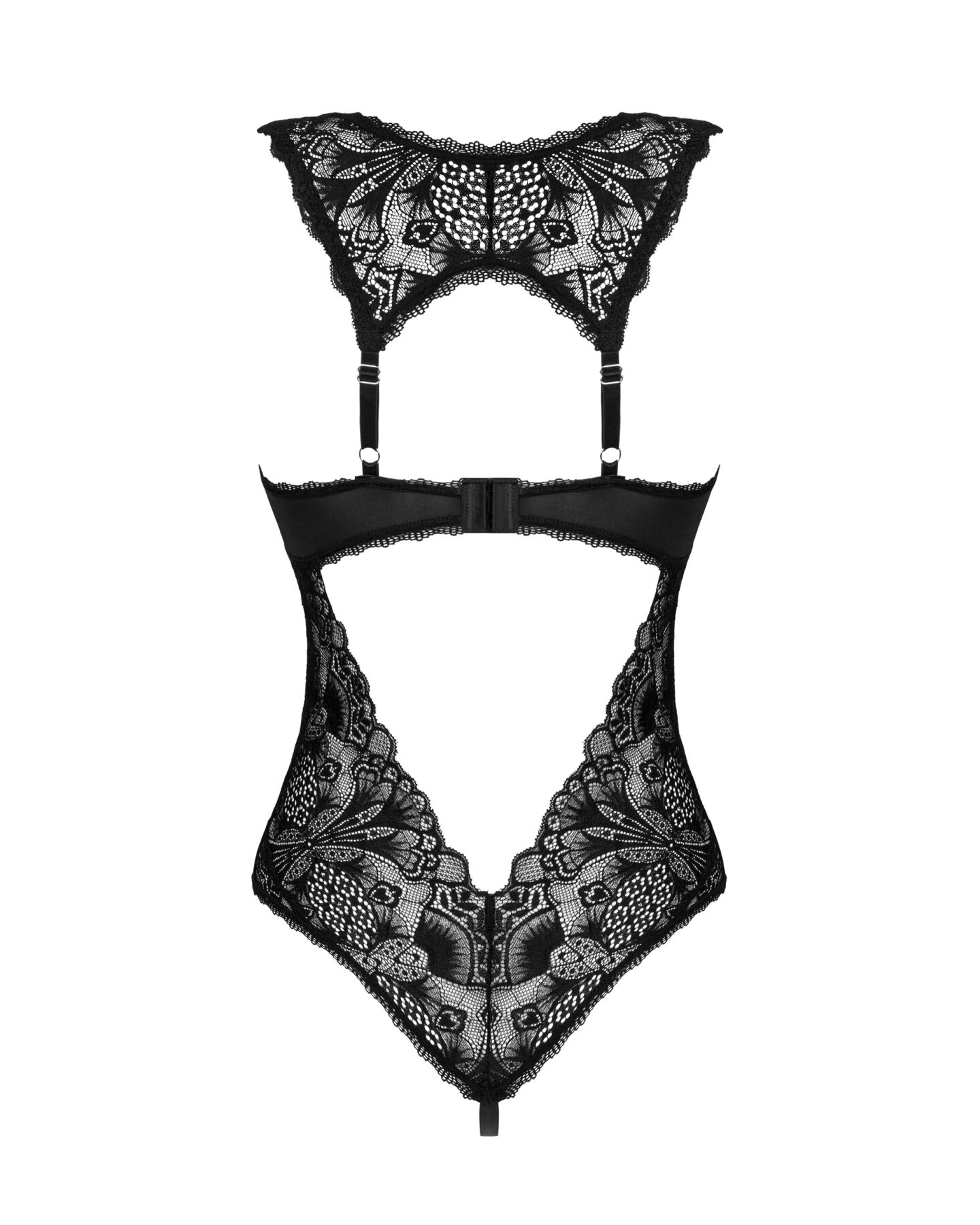 Мереживне боді Obsessive Donna Dream crotchless teddy XS/S Black, відкритий доступ
