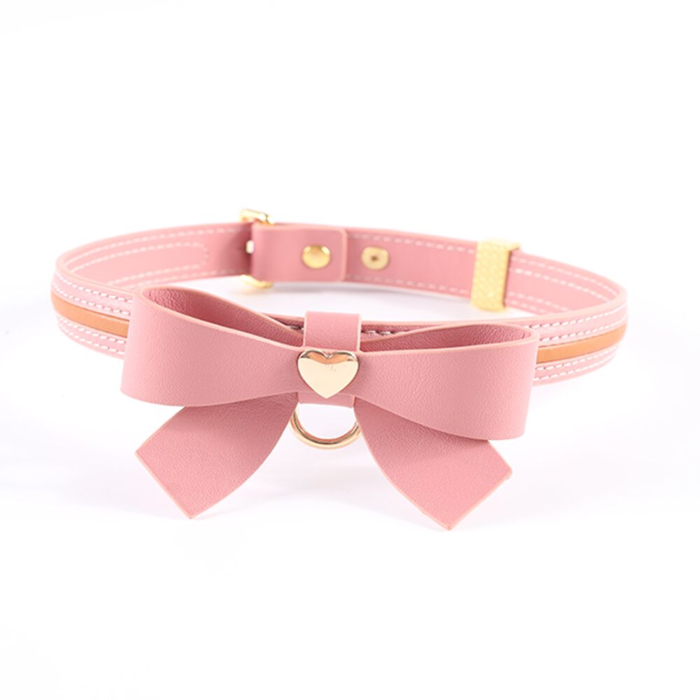 Нашийник з повідцем LOCKINK SEVANDA Love Heart Butterfly Leather Collar Set, рожевий, з бантом