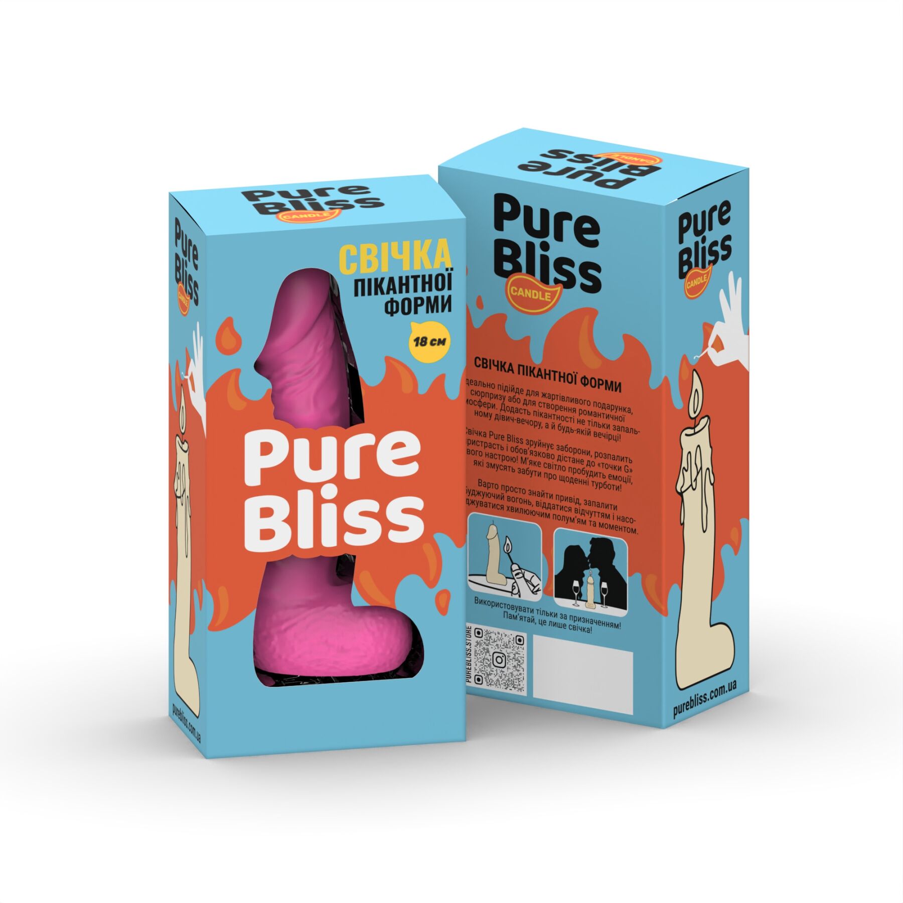 Свічка у вигляді члена Pure Bliss BIG Pink 18 см