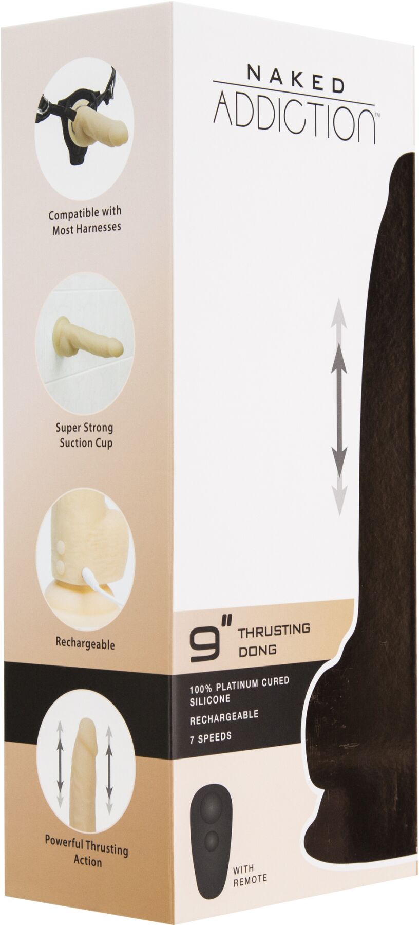 Фалоімітатор з пульсацією Naked ADDICTION Dominic 9″ Vanilla, пульт ДК, діаметр 4,2 см