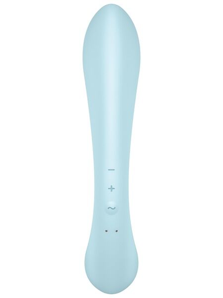 Двосторонній вібратор-кролик Satisfyer Triple Oh Light Blue, 3 мотори, руків’я-масажер