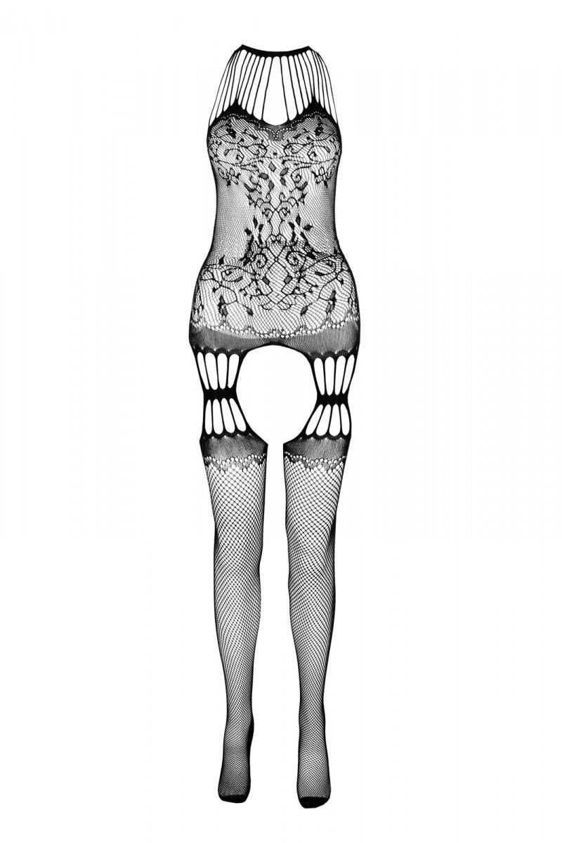 Бодістокінг з безліччю бретелей Passion BS095 One Size, red, імітація пояса та панчіх, з доступом