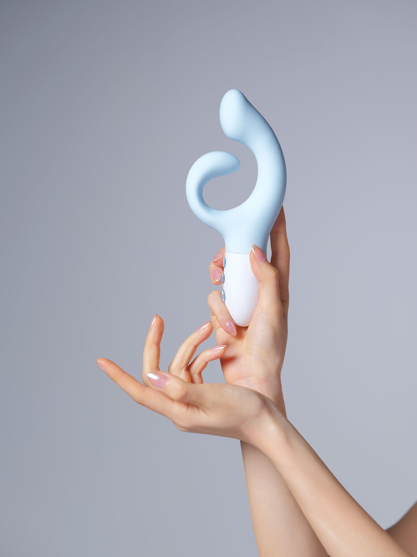 Вібратор-кролик для точки G KISTOY Big G Blue, вигнутий відросток, автоматичний підігрів