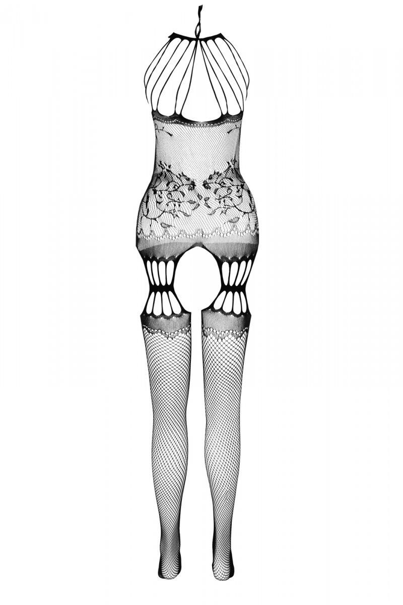 Бодістокінг з безліччю бретелей Passion BS095 One Size, white, імітація пояса та панчіх, з доступом