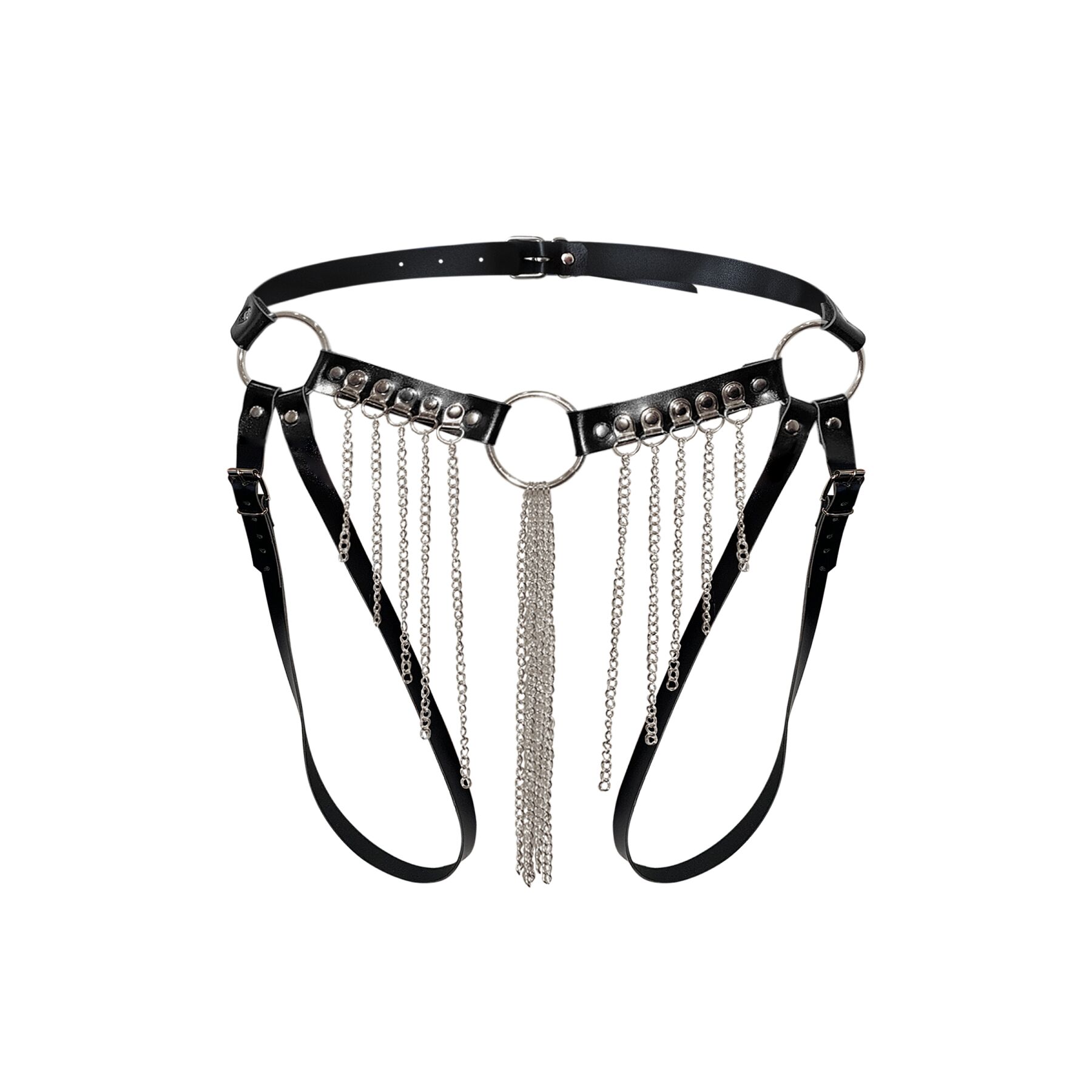 Сексуальні гартери-трусики Art of Sex - Xena з ланцюгами, L-2XL, колір чорний