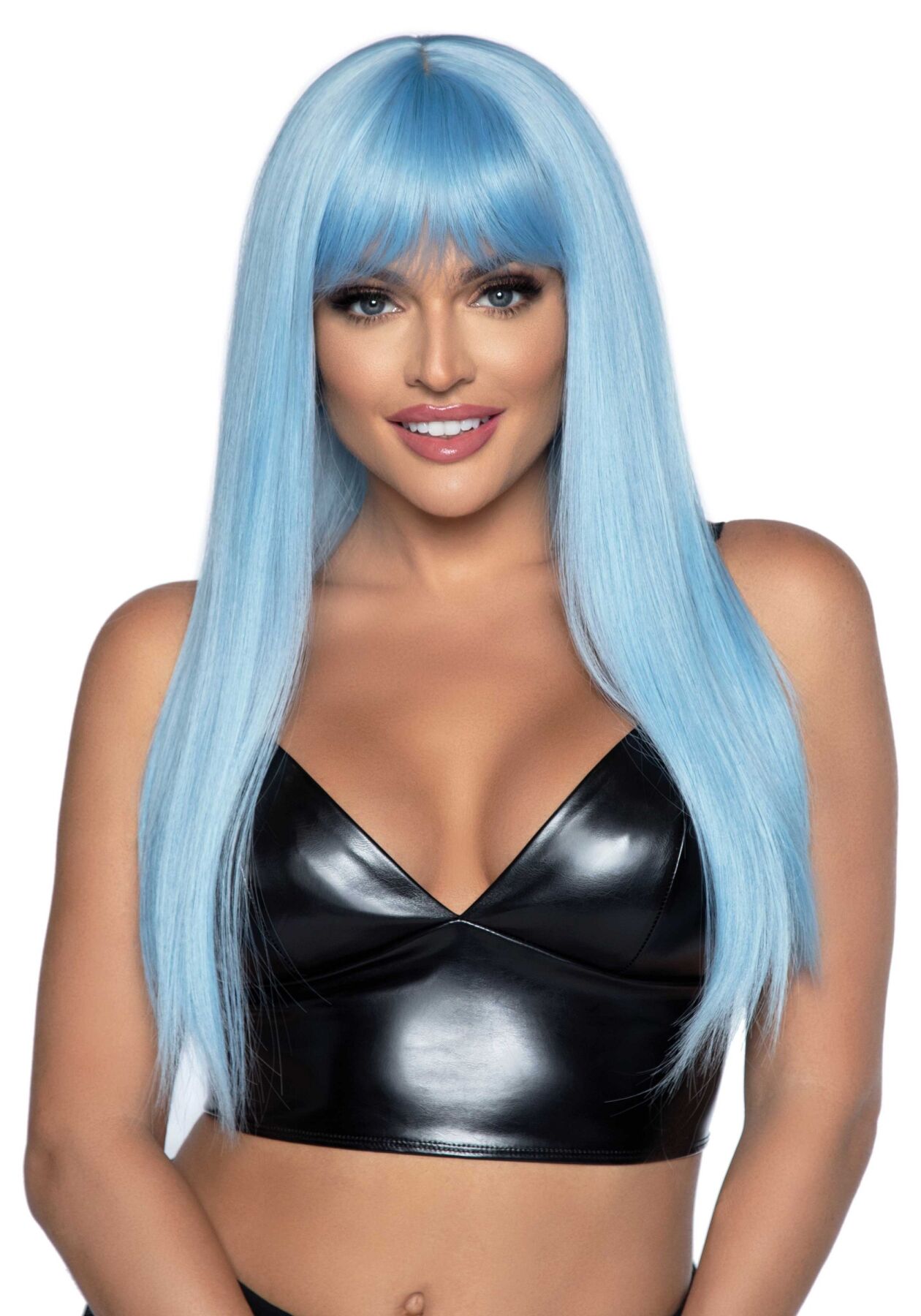 Довга блакитна перука Leg Avenue Long straight bang wig Blue, гладенька, 61 см