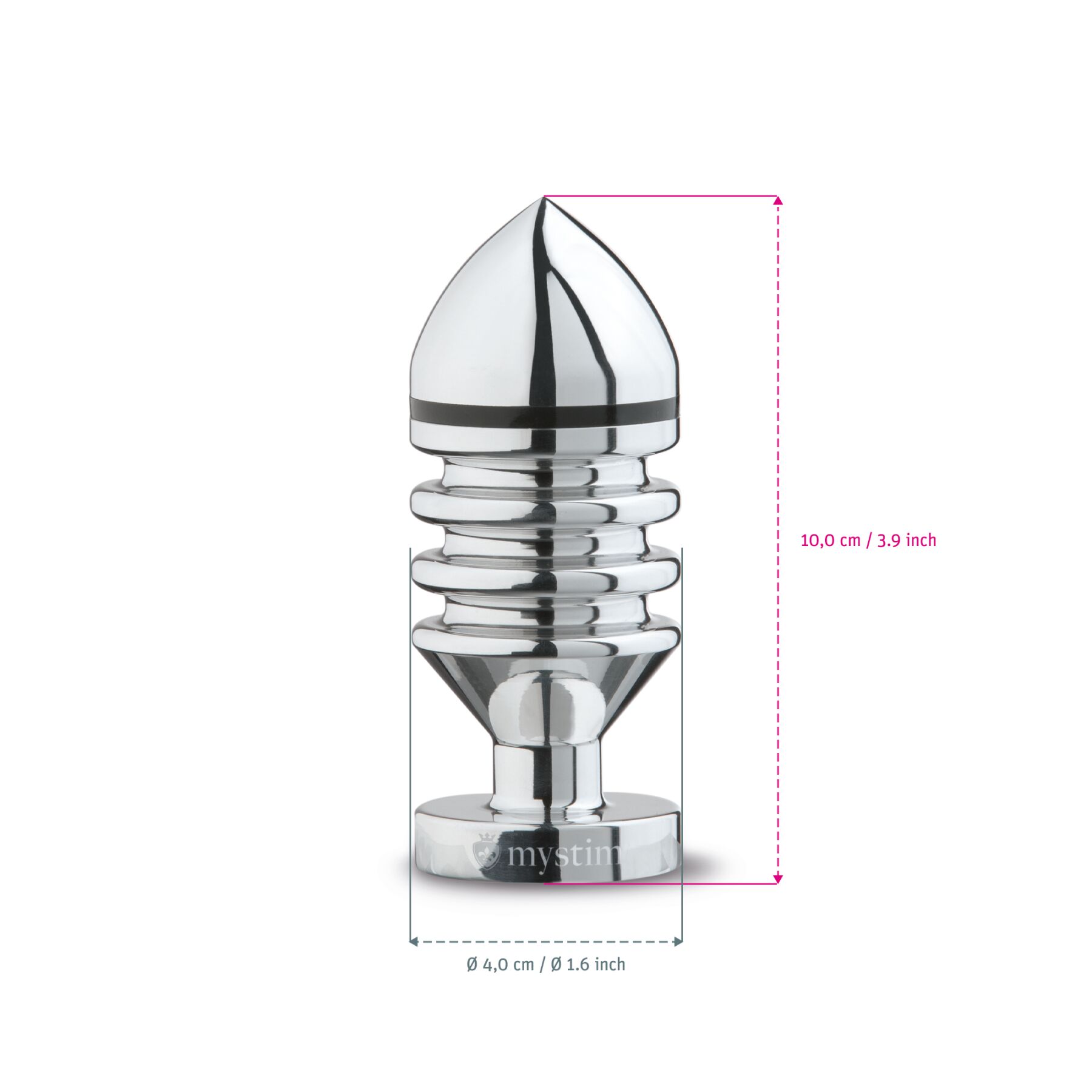 Металева анальна пробка Mystim Hector Helix S для електростимулятора, діаметр 4 см