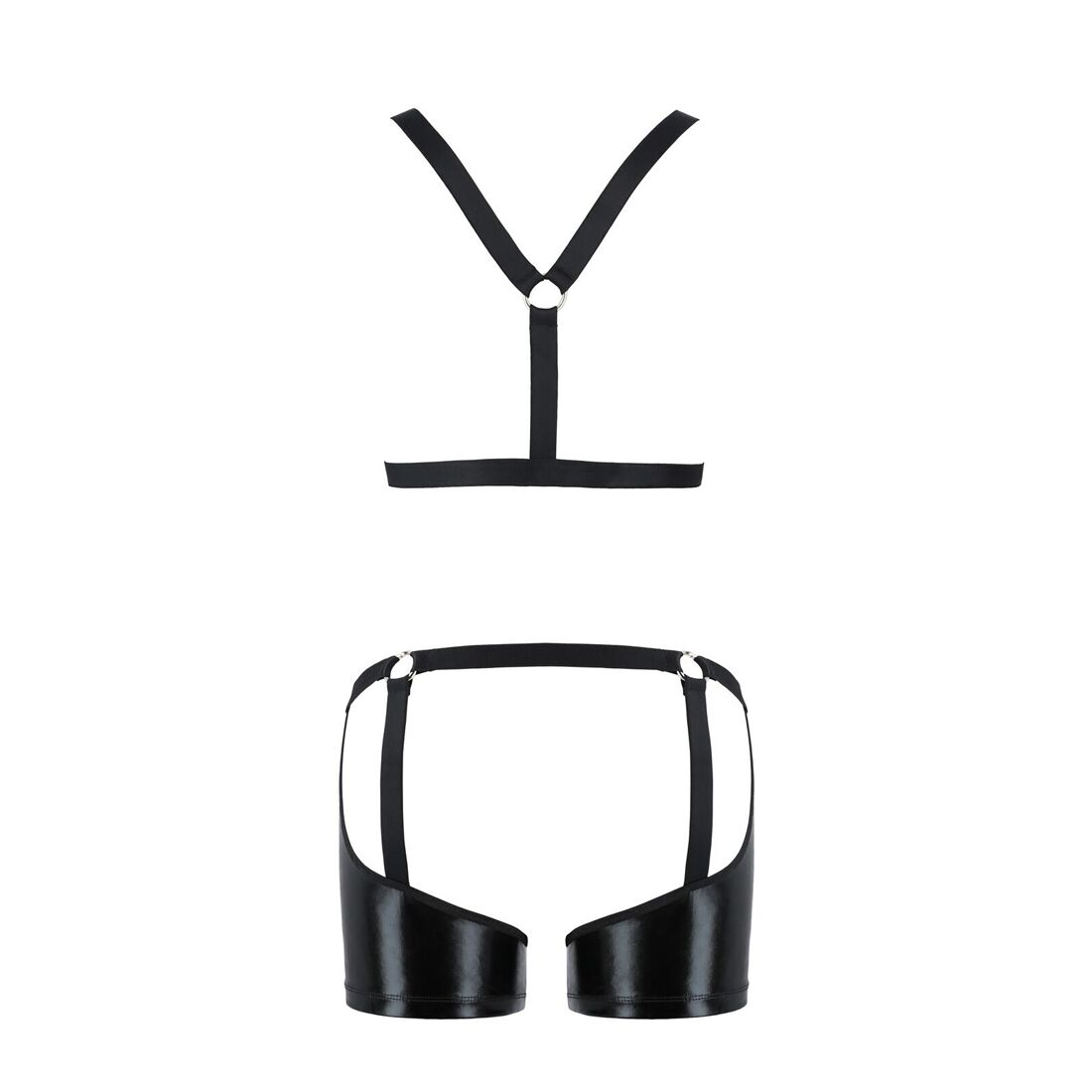 Комплект еротичної чоловічої білизни Passion 047 SET JOHN XXL/XXXL Black, труси, портупея