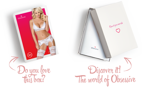 Мереживний комплект білизни Obsessive 810-SEG-2 S/M White, бюстгальтер, стрінги, пояс для панчіх