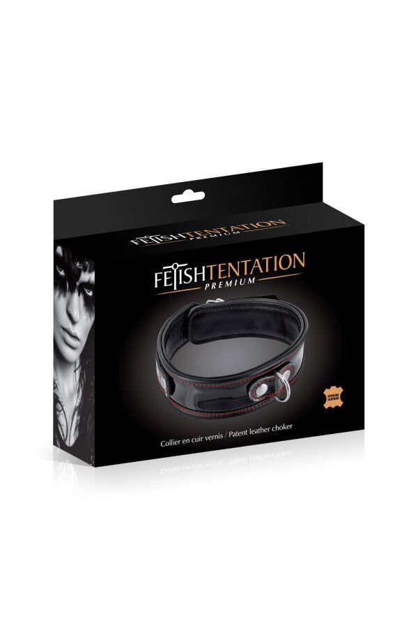 Нашийник з натуральної шкіри Fetish Tentation Premium Patent leathe chocker