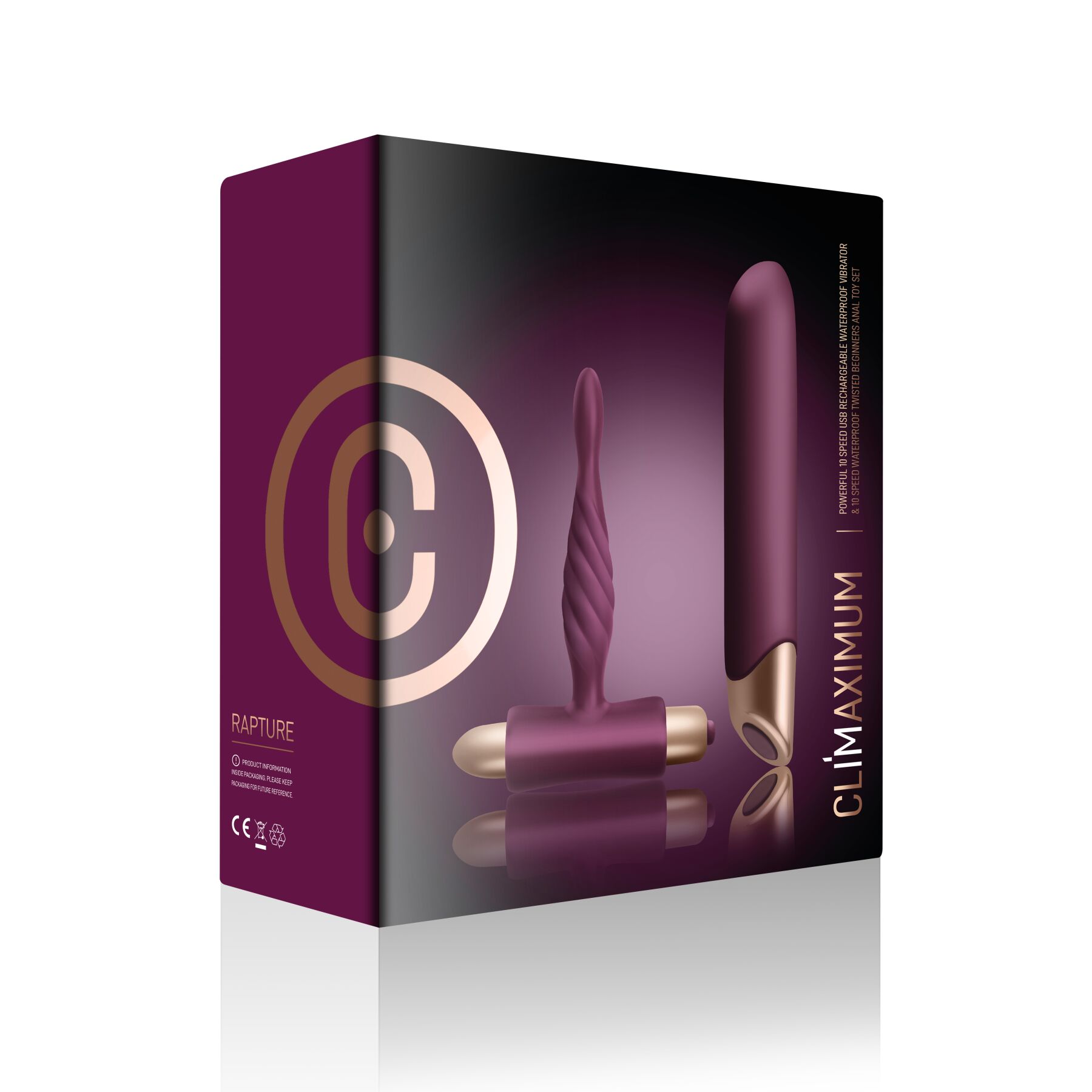 Набір вібраторів Climaximum Rapture, анальна пробка + вібратор, 10 режимів