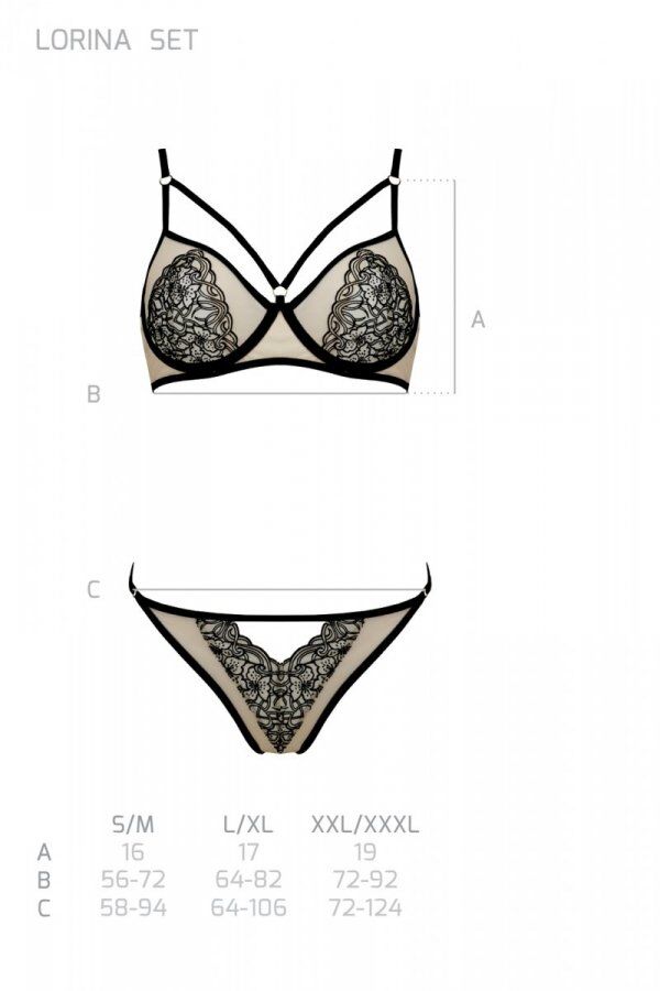Комплект Passion LORINA SET, S/M, beige, бюстгальтер та трусики