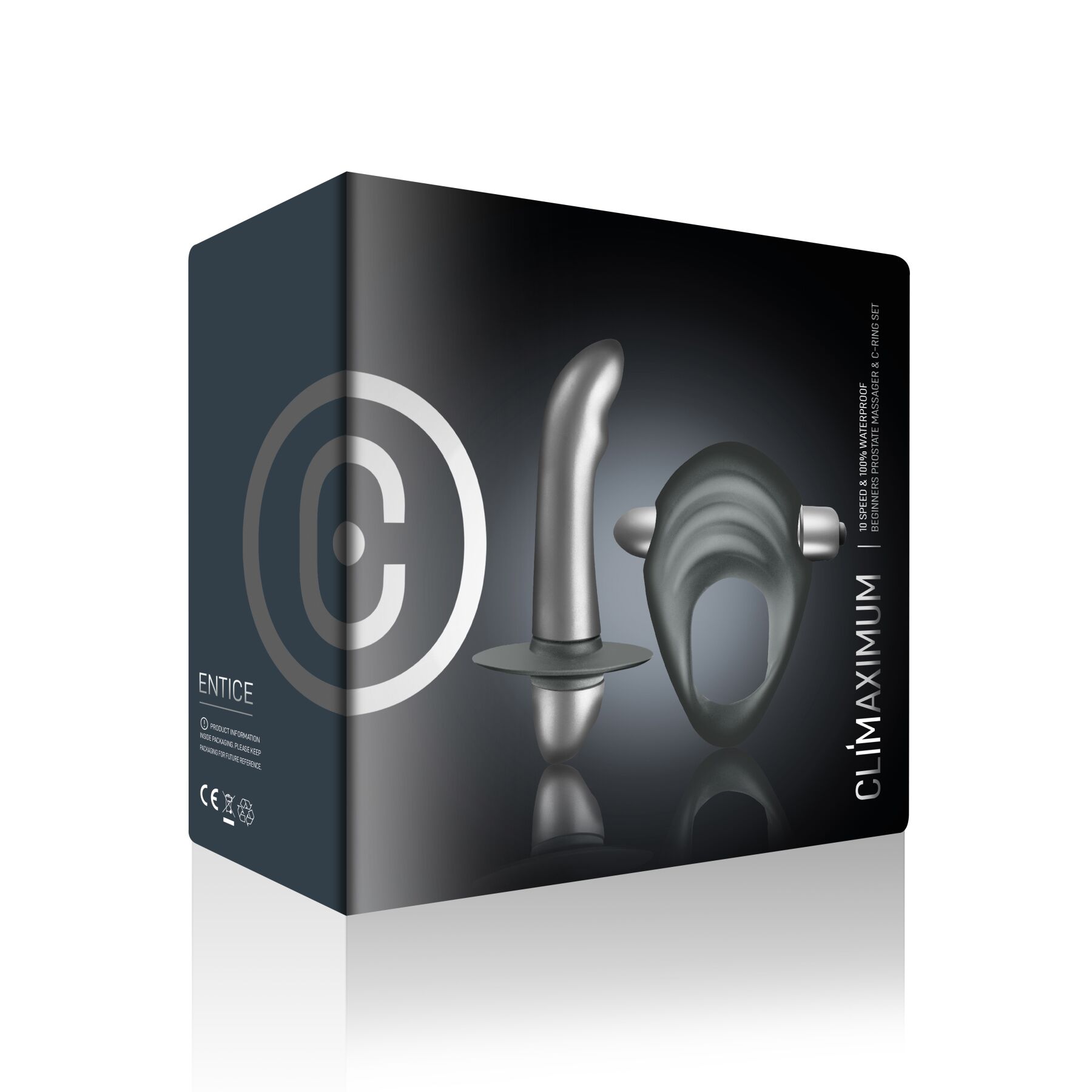 Набір чоловічих іграшок Climaximum Entice, ерекційне віброкільце + масажер простати, на батарейках