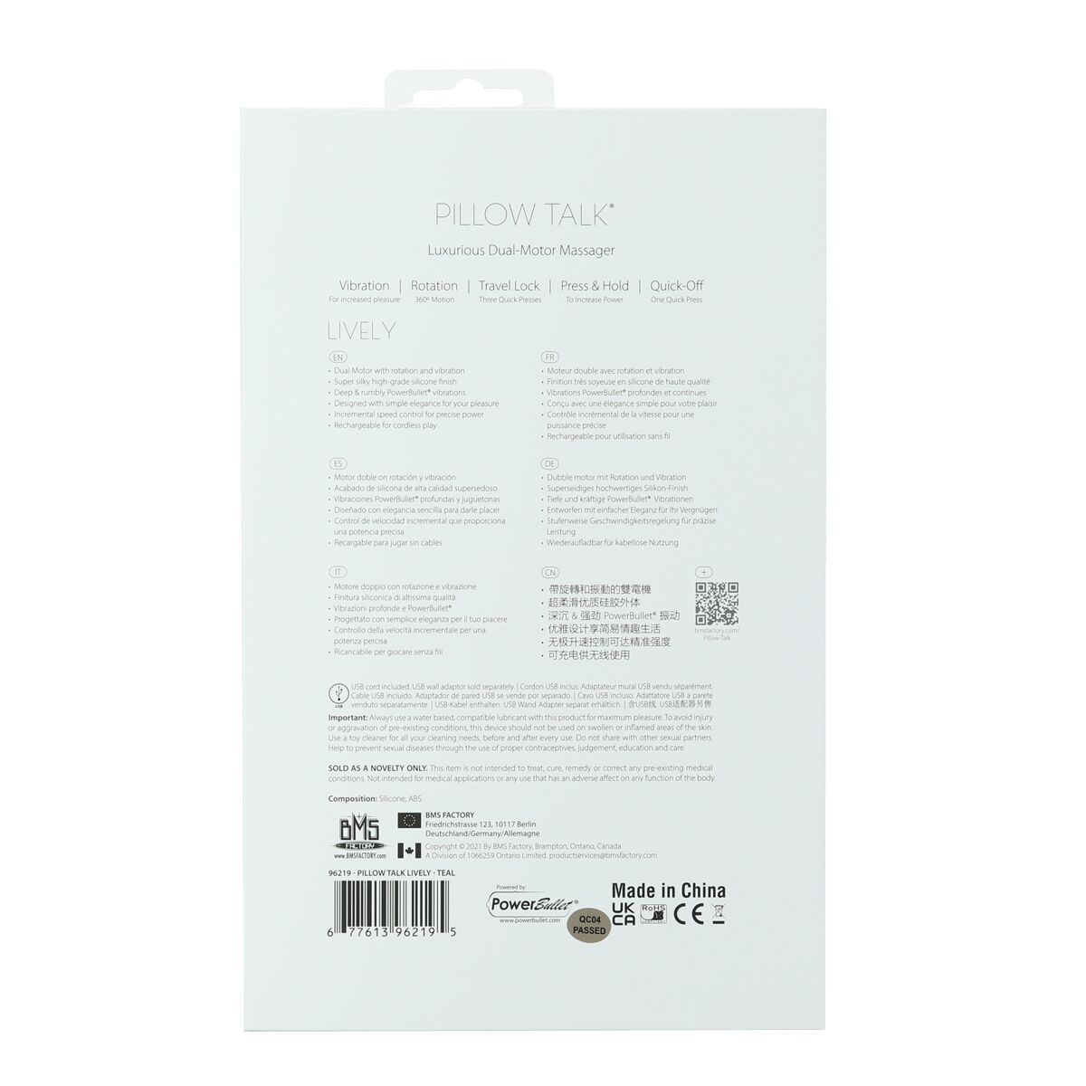 Розкішний кролик з ротацією та вібрацією Pillow Talk Lively Teal, кристал Сваровскі