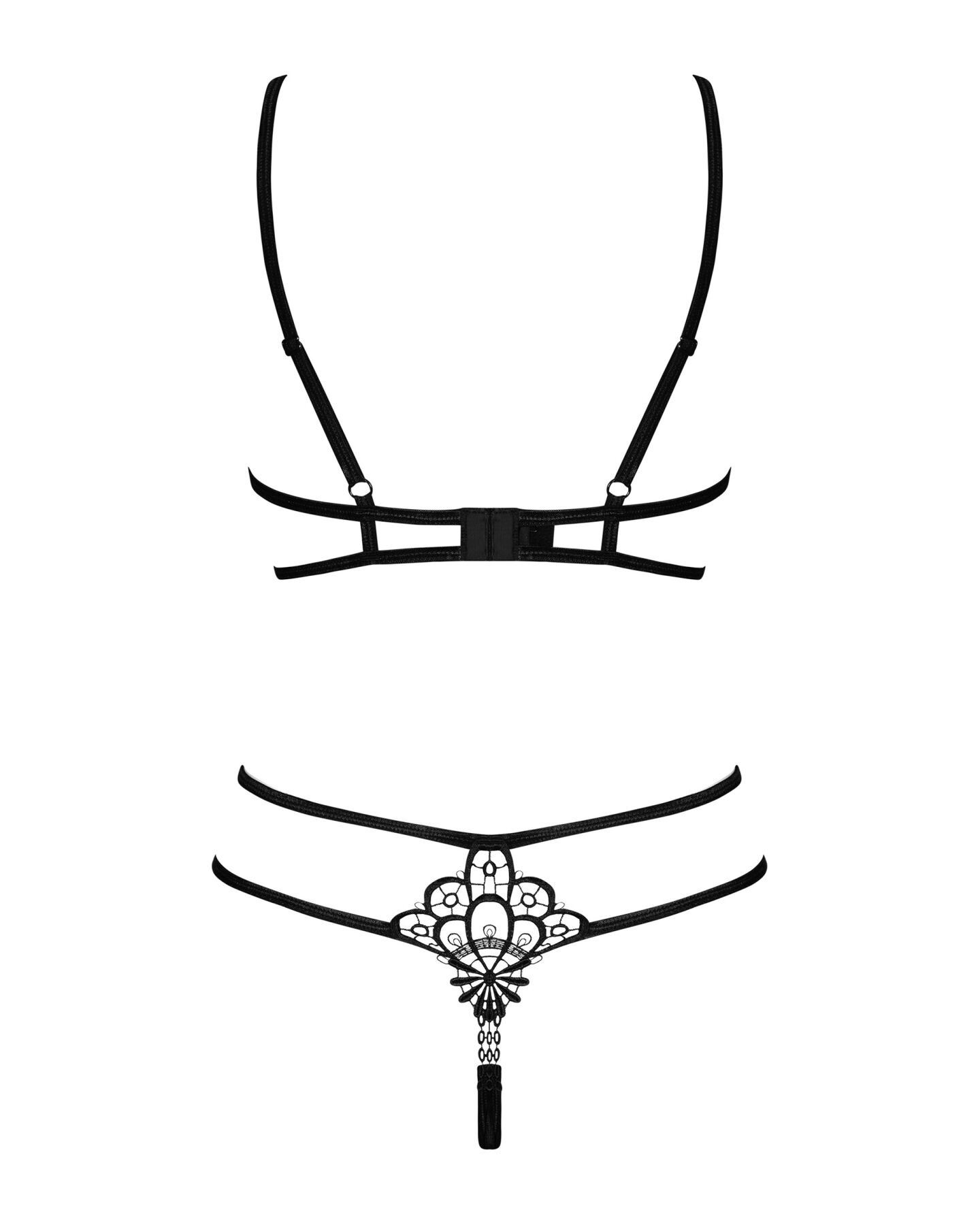 Еротичний комплект зі стреп Obsessive Badossa 2-pcs set S/M, чорний, з доступом